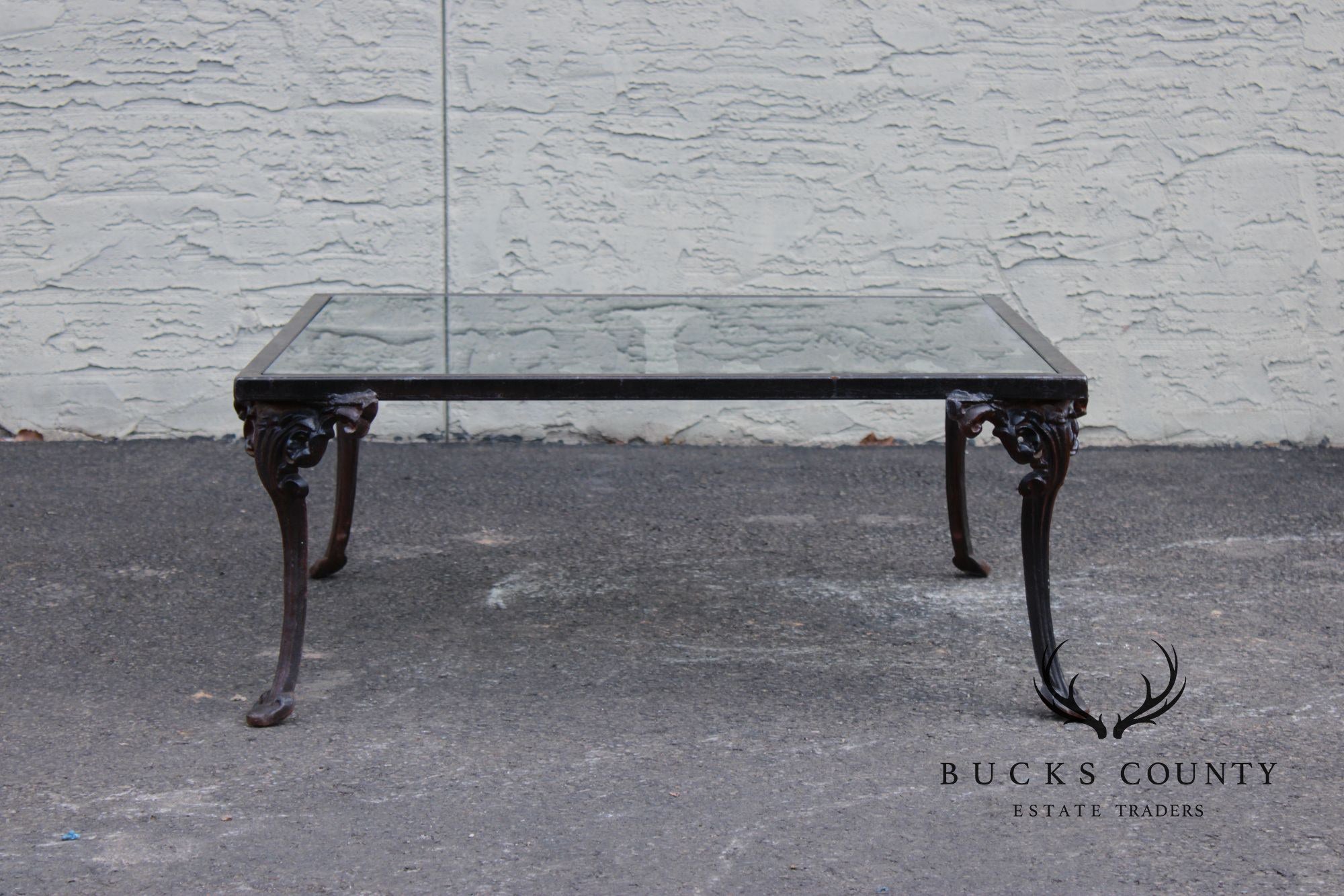 Victorian Style Glass Top Iron Coffee Table