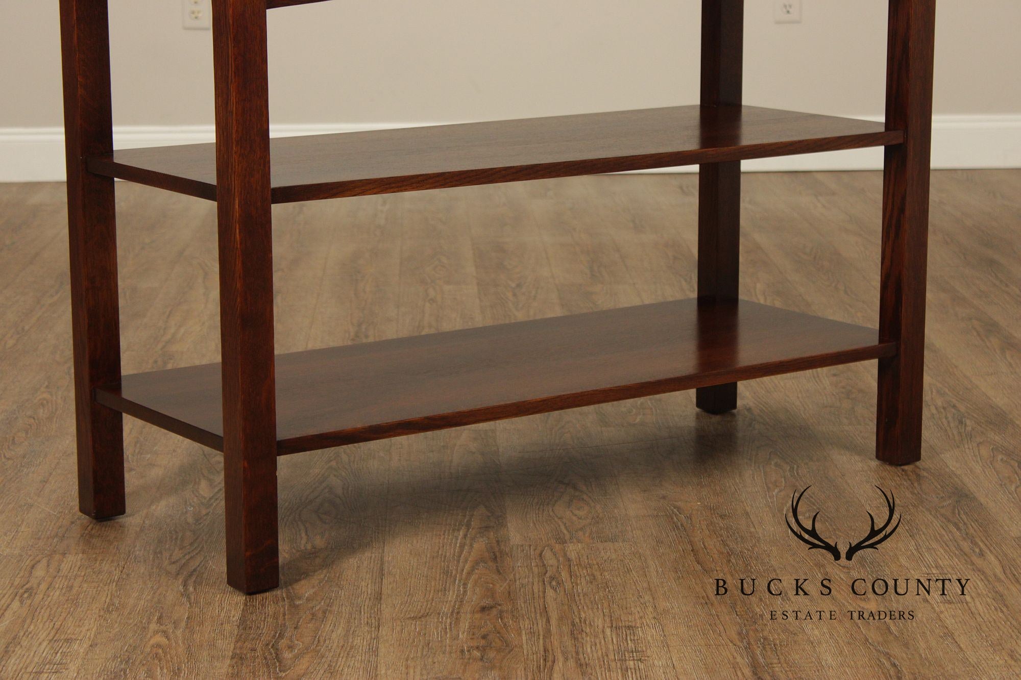 Stickley Mission Collection Oak Two Drawer Console Table With Shelves