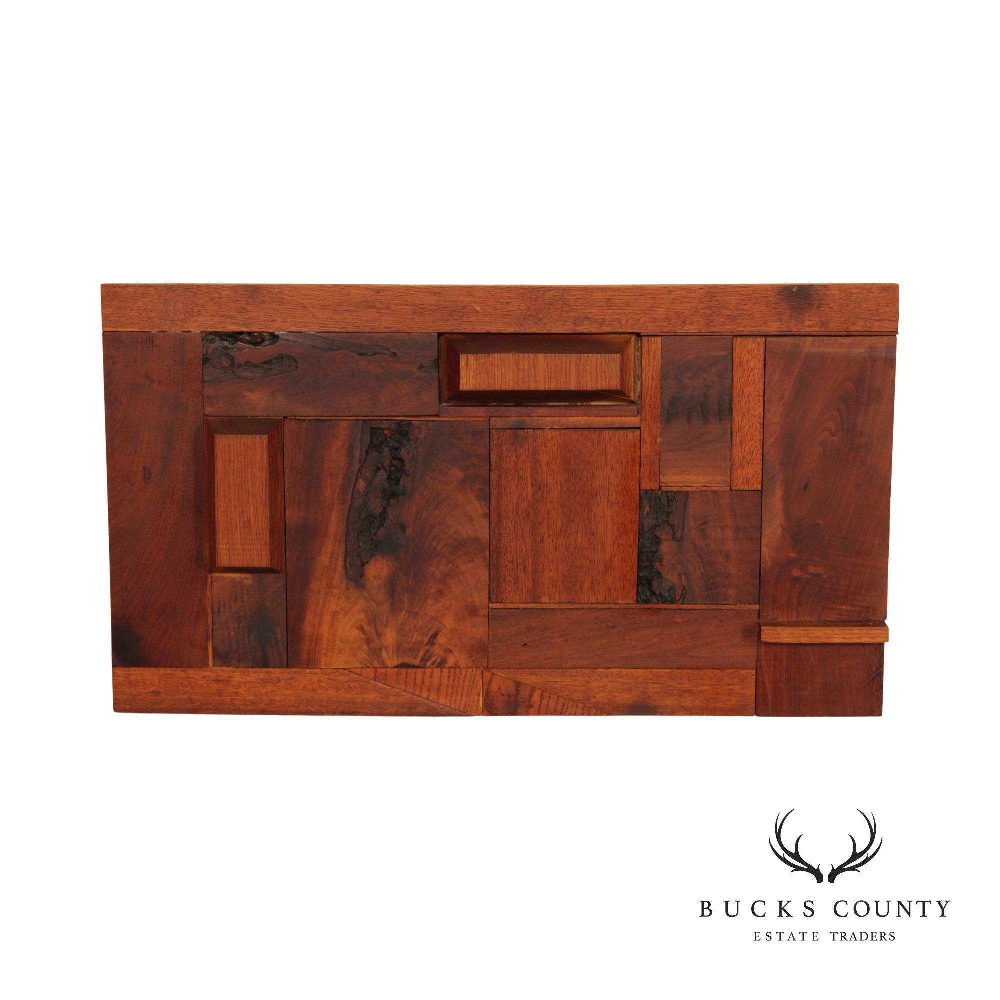 Mid Century Modern Mixed Wood Mosaic Wall Sculpture