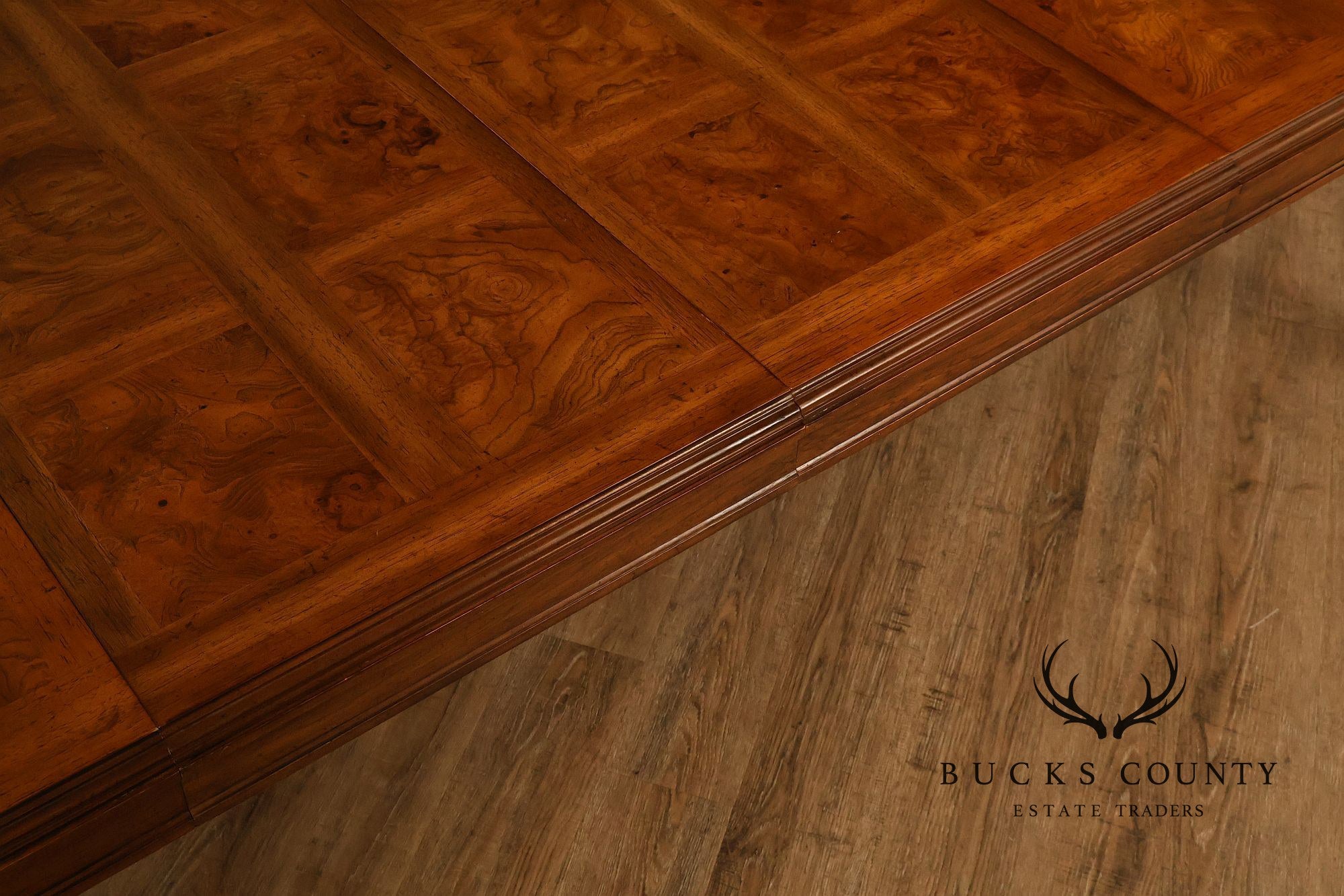 Drexel Heritage Sketchbook Collection Burl Wood Parsons Extendable Dining Table