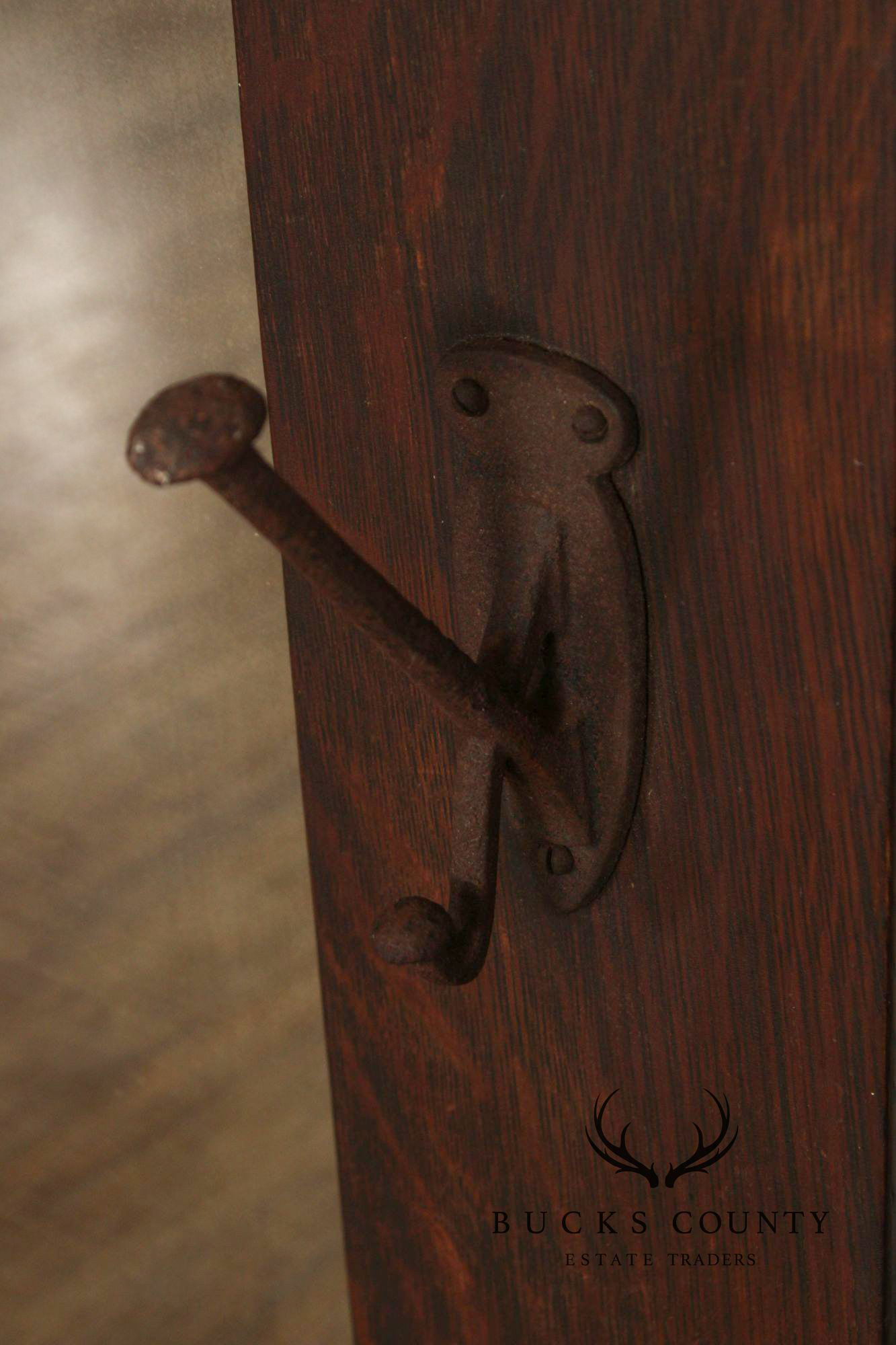 Stickley Brothers Antique Mission Oak Wall Mirror With Hooks No. 7577