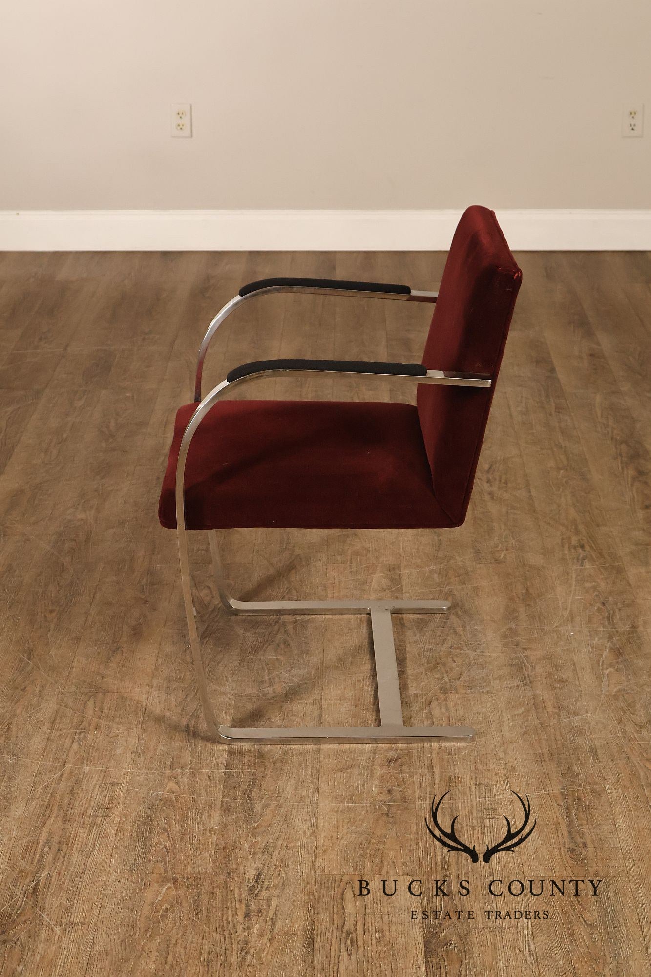 Knoll BRNO By Mies Van Der Rohe Mid Century Modern Set of Six Flat Bar Chrome Dining Chairs