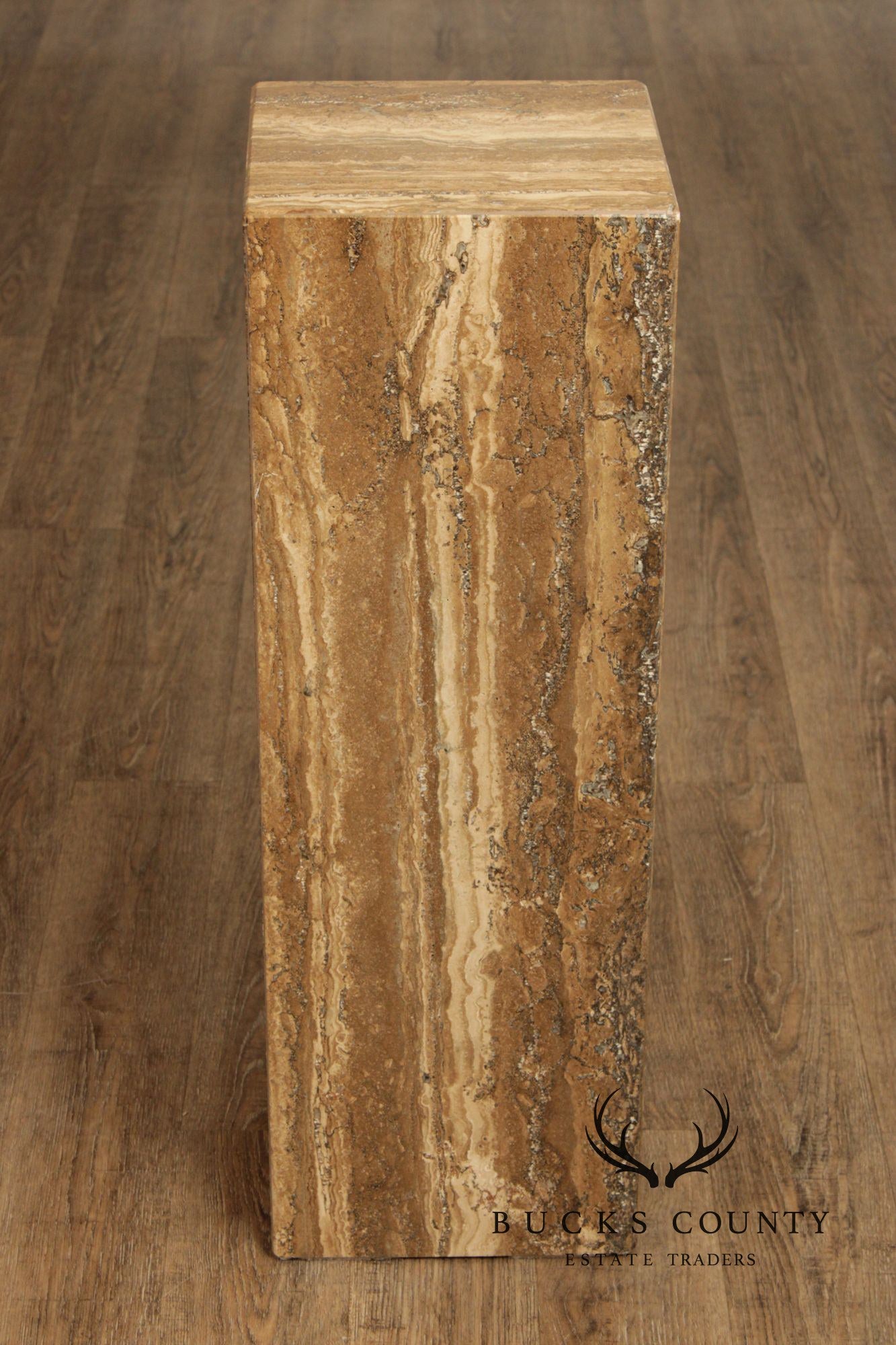Postmodern Vintage Italian Travertine Pedestal