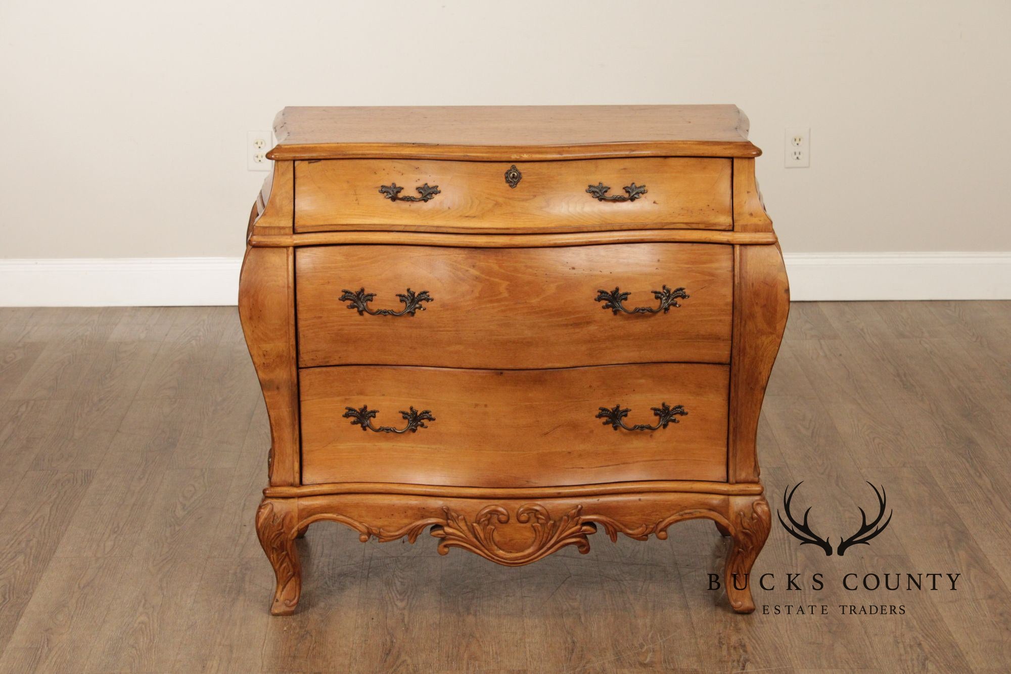 Italian Rococo Style Walnut Bombe Chest