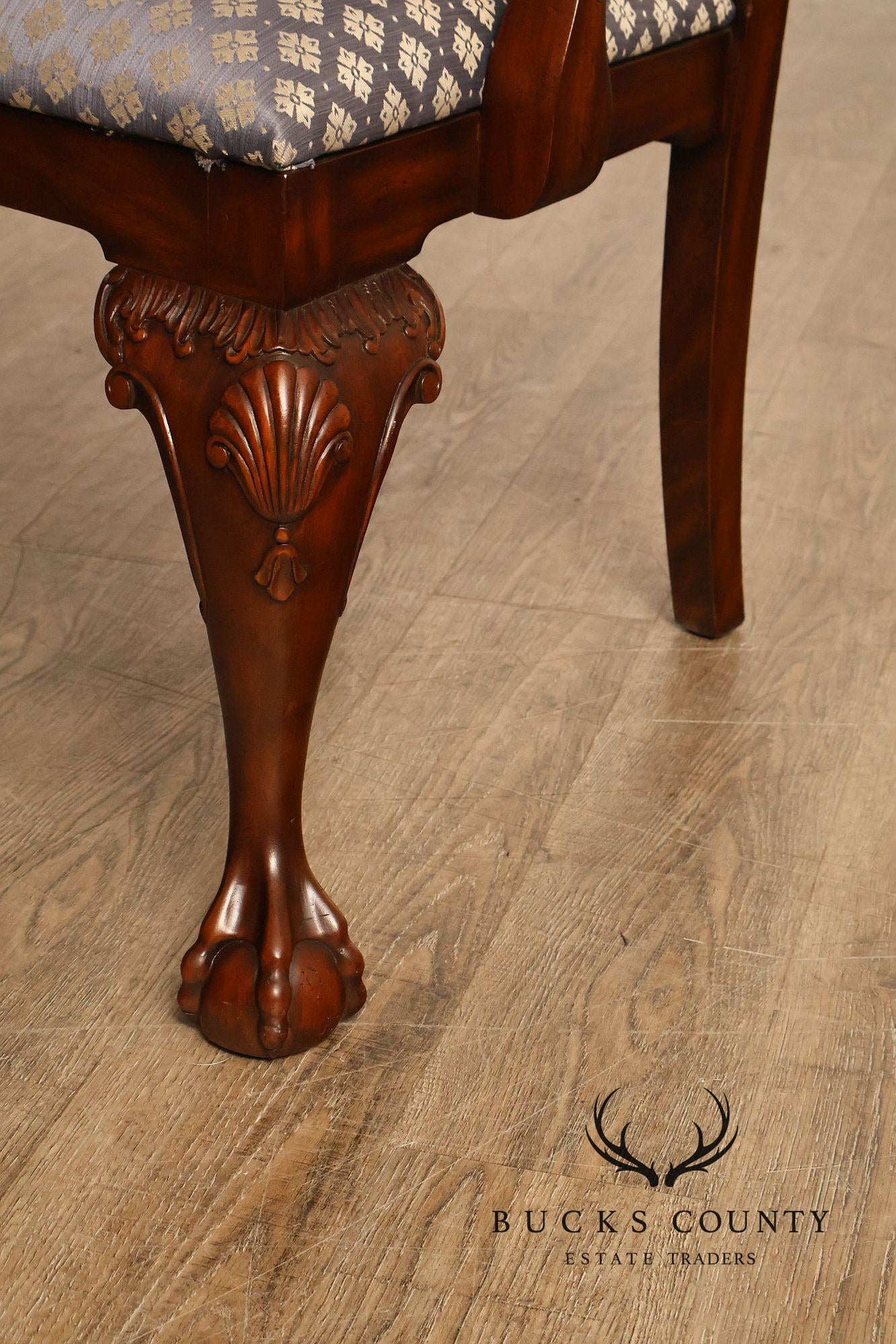 Maitland Smith Chippendale Style Pair Of Mahogany Armchairs