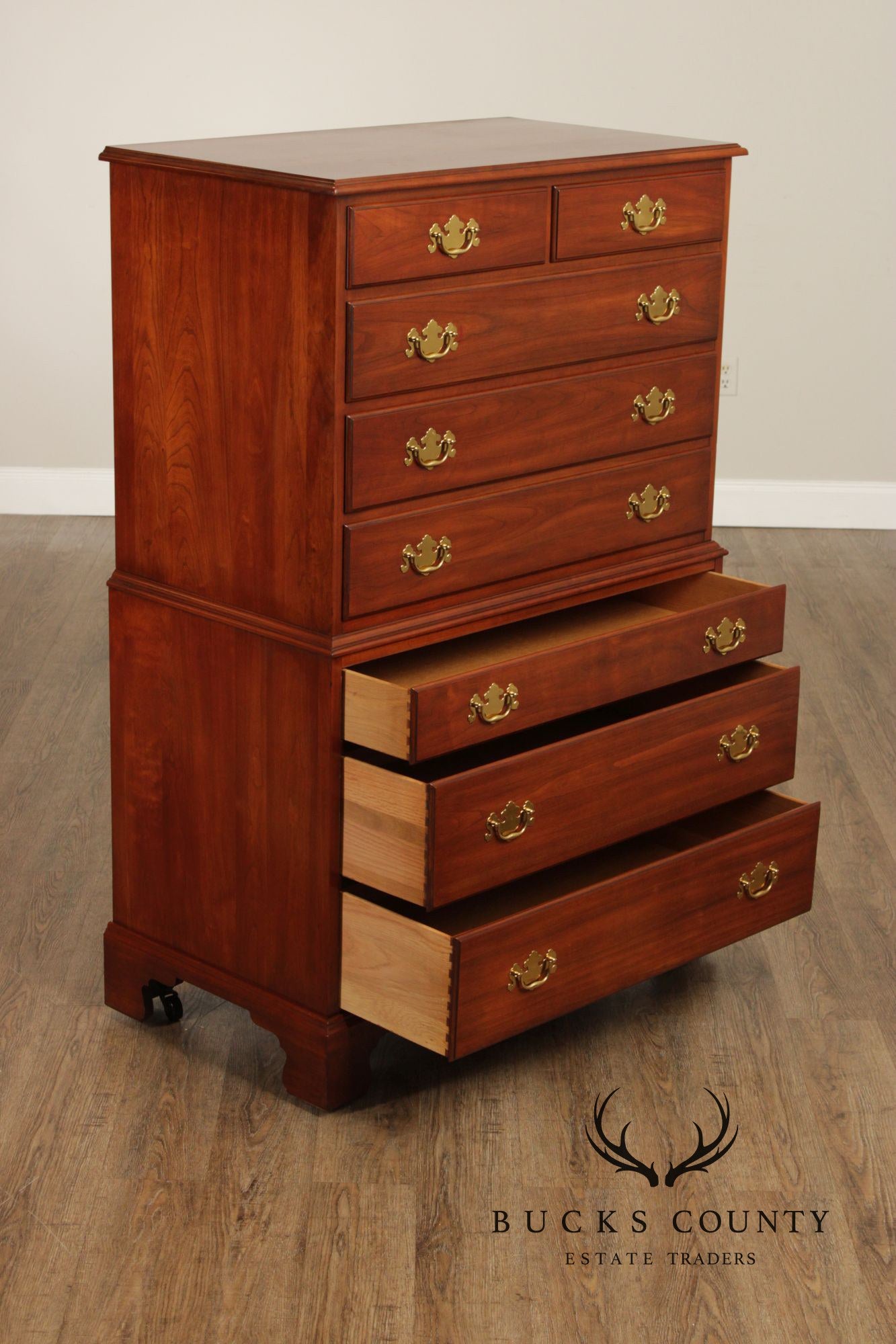 Henkel Harris Chippendale Style Cherry Tall Chest