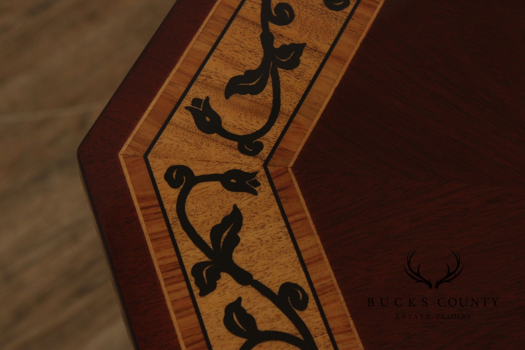 Kindel Furniture Inlaid Mahogany Pedestal Side Table