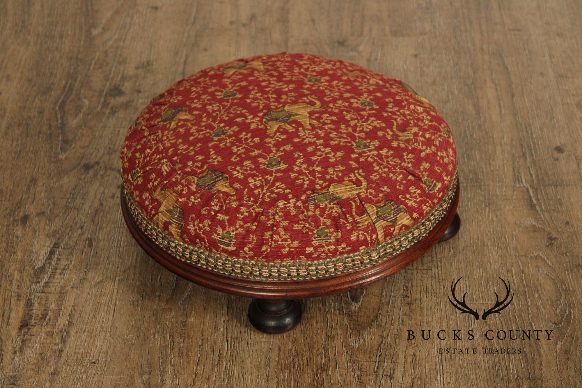 Antique Victorian Low Round Foot Stool