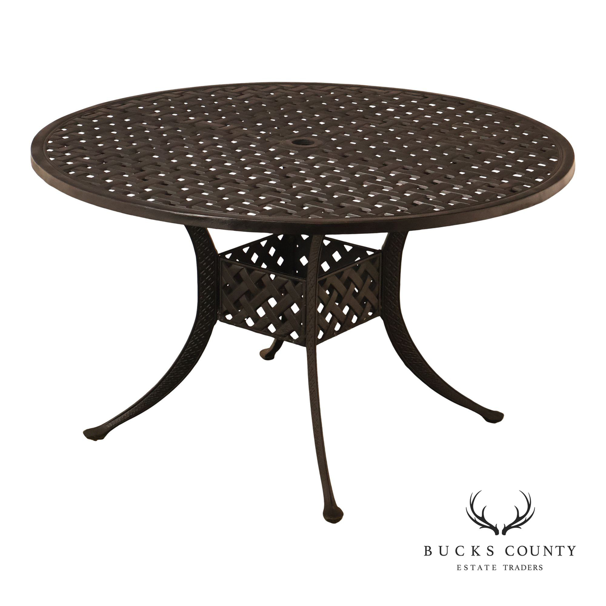 Hanamint 48" Round Cast Aluminum Outdoor Patio Dining Table With Lattice Top