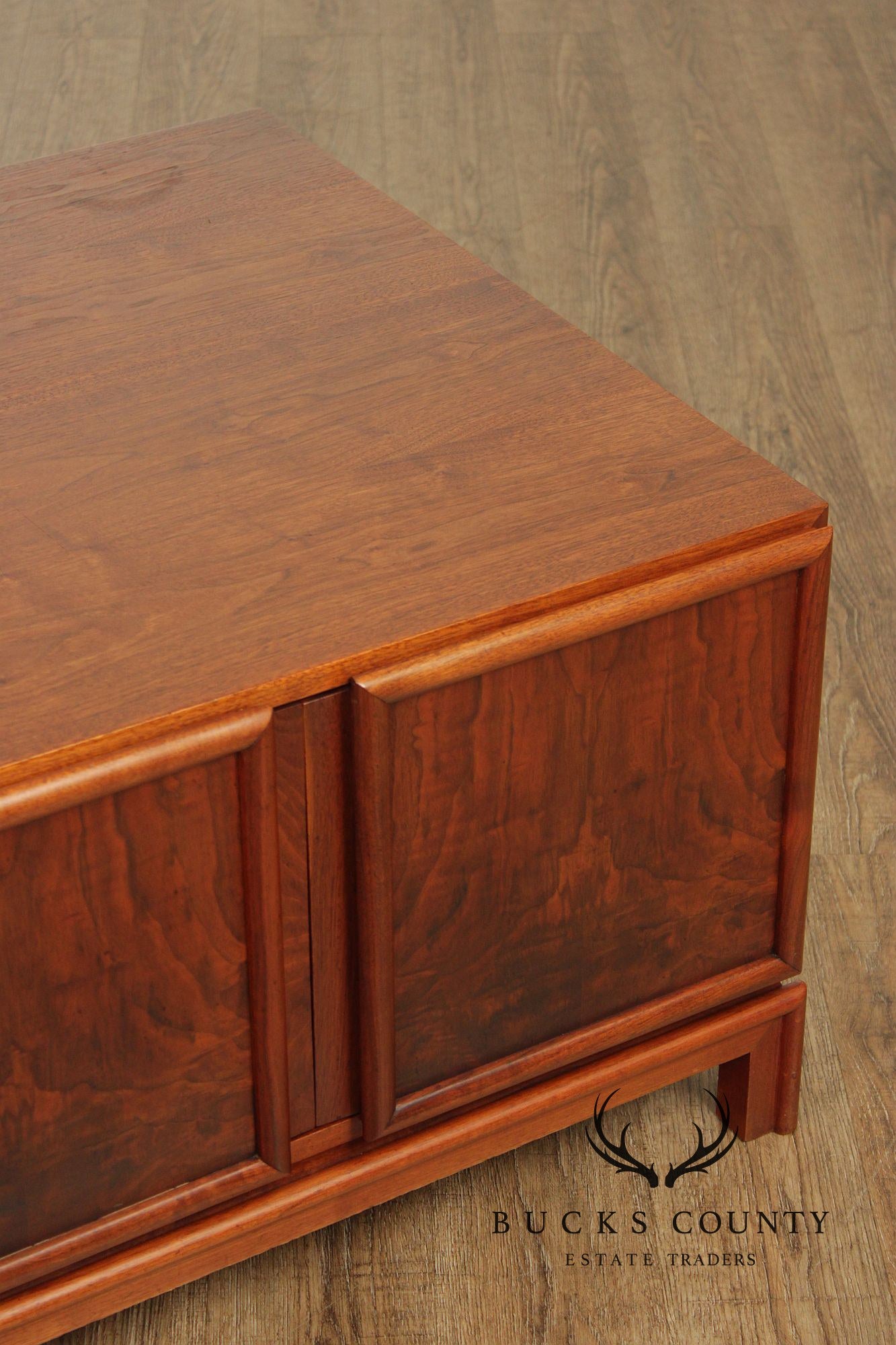 Brown Saltman Mid-Century Modern Walnut Cube Cabinet Coffee Table