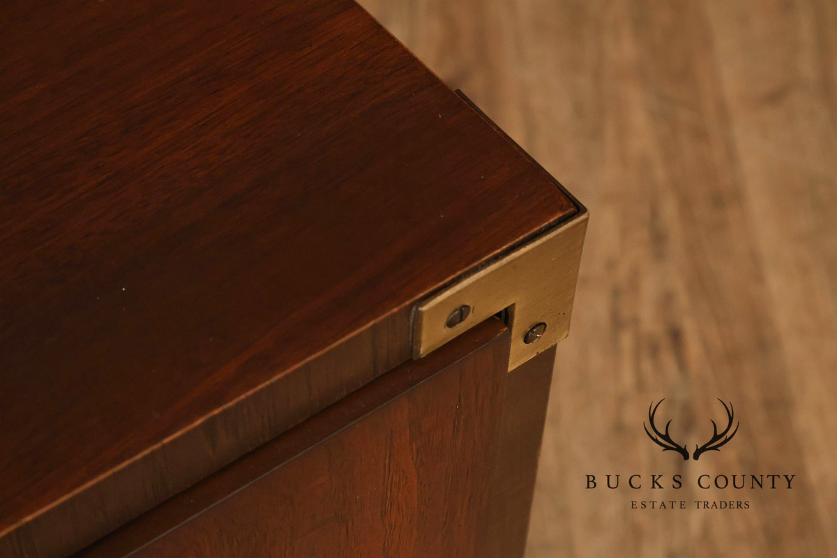 Lane Mid Century Modern Pair Of Walnut Campaign Style Nightstands
