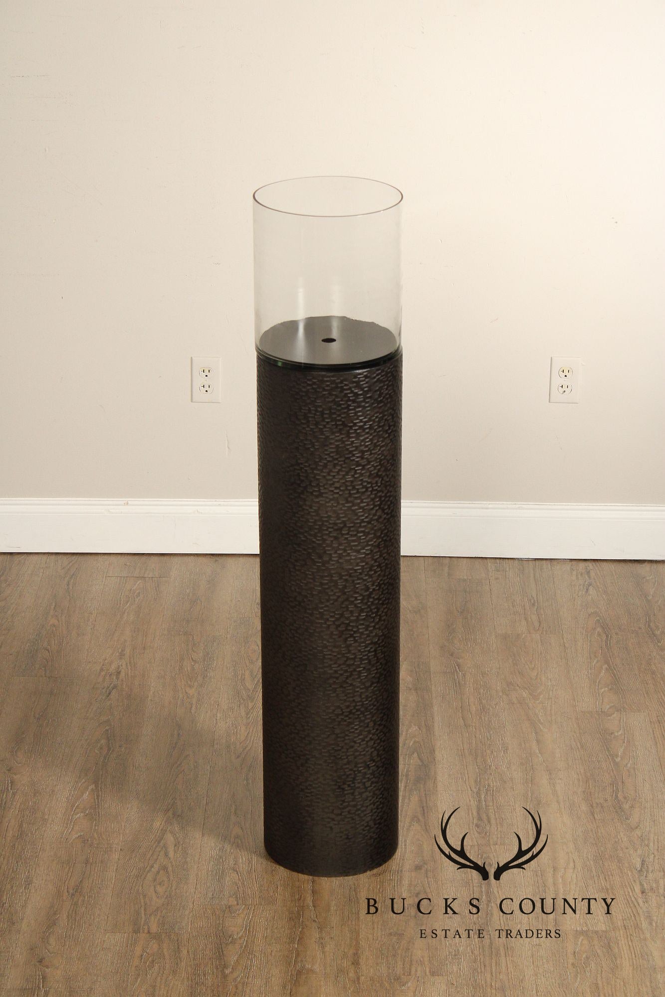 Contemporary Hammered Steel Pillar Candle Stand