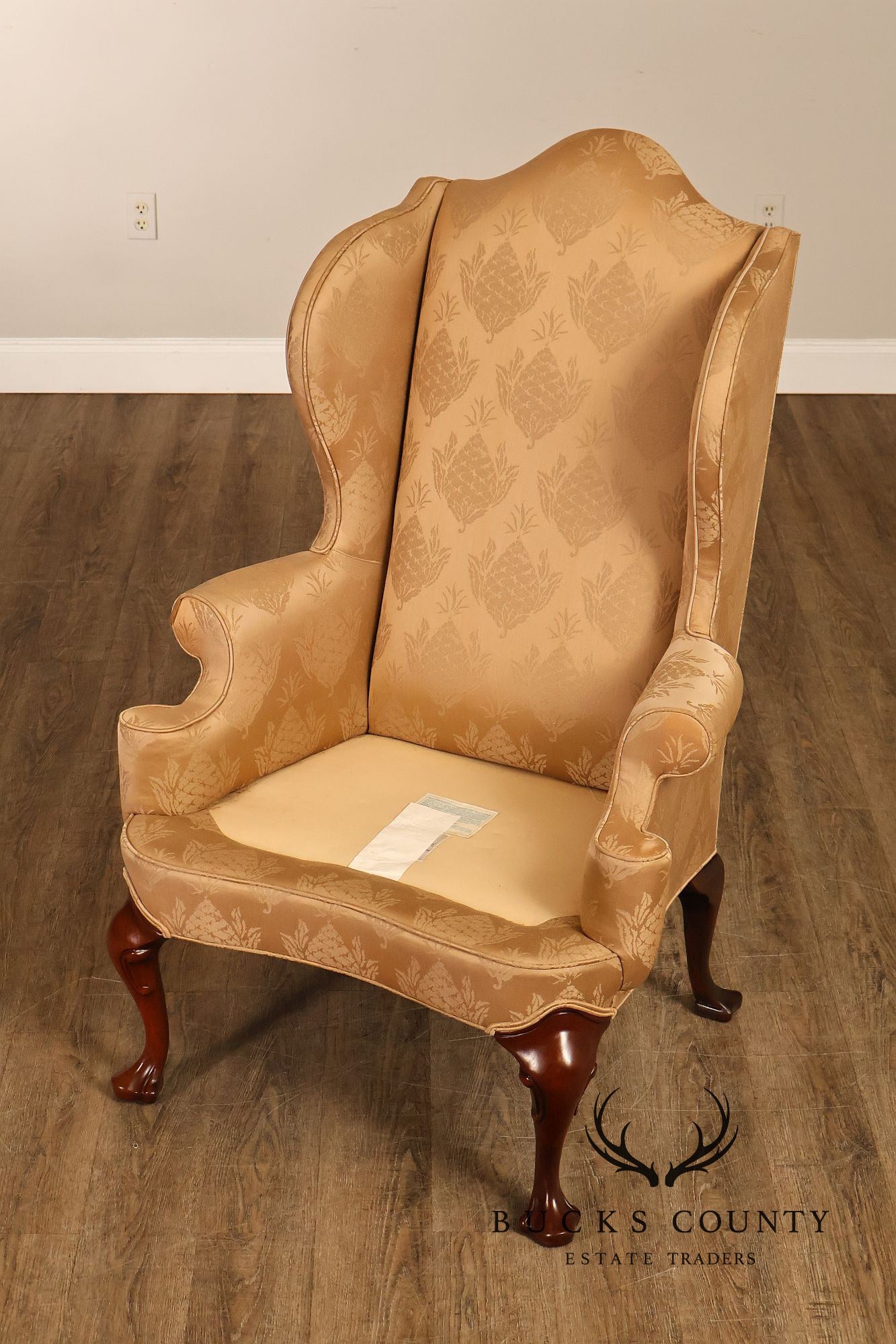 Hickory Chair Chippendale Style Upholstered Wingback Armchair