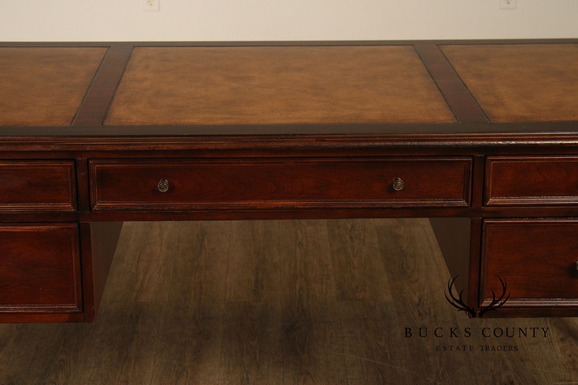 Ethan Allen Leather Top Cherry 'Buckley' Executive Desk