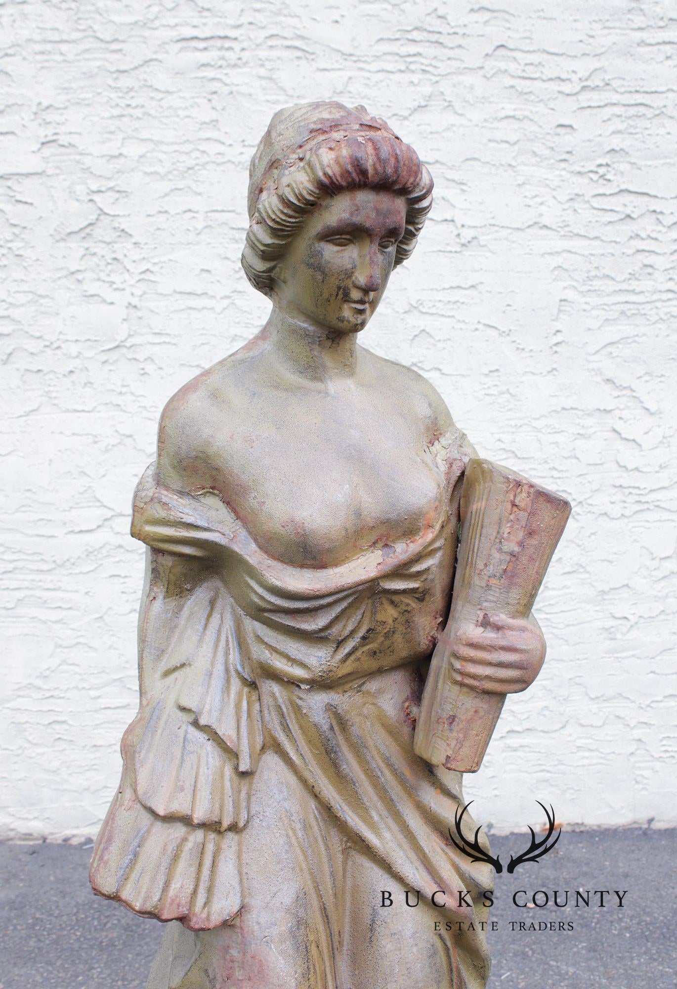 Vintage Cast Iron Garden Statue of a Lady