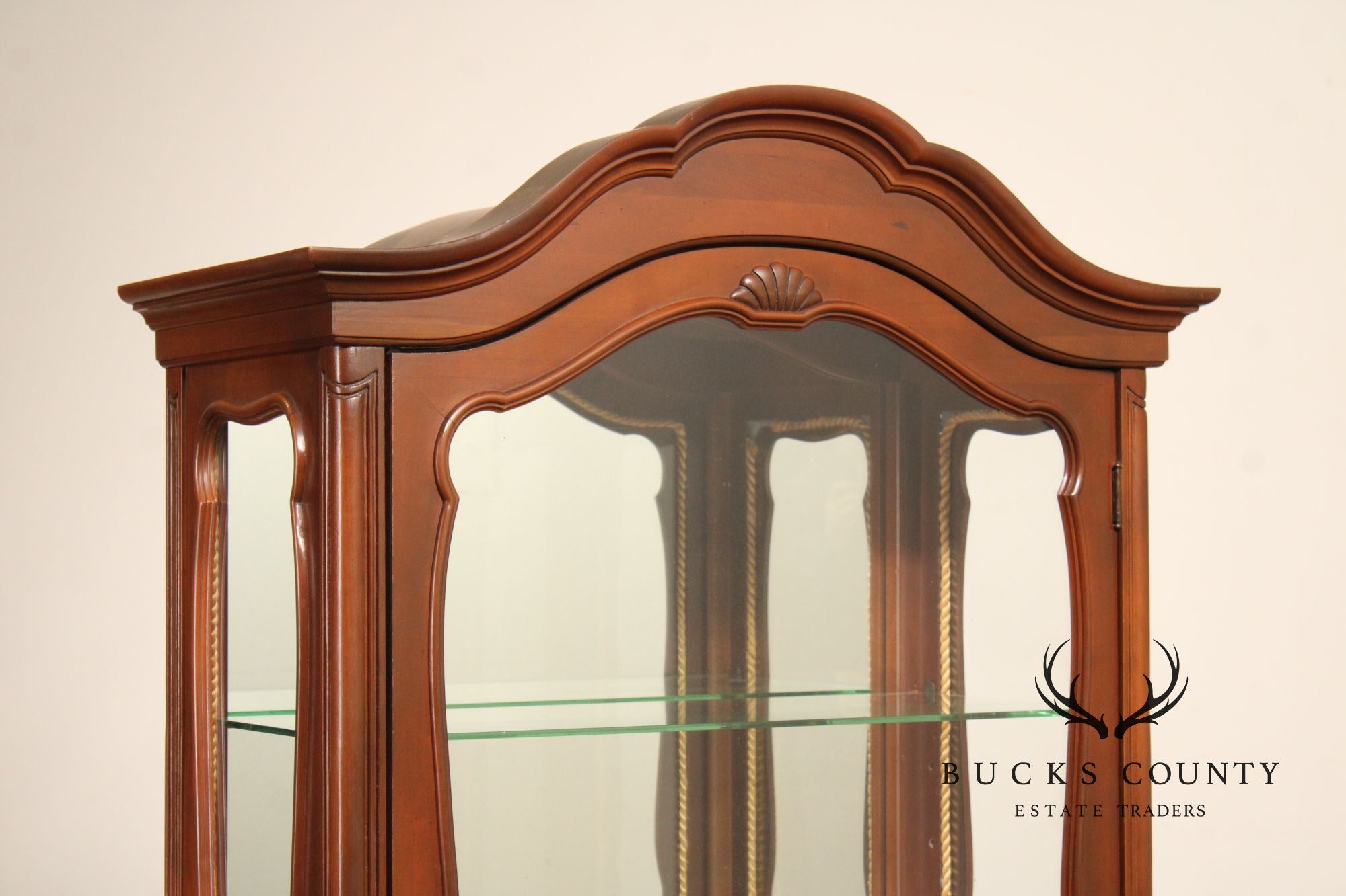 French Style Vintage Glass Curio Vitrine Cabinet