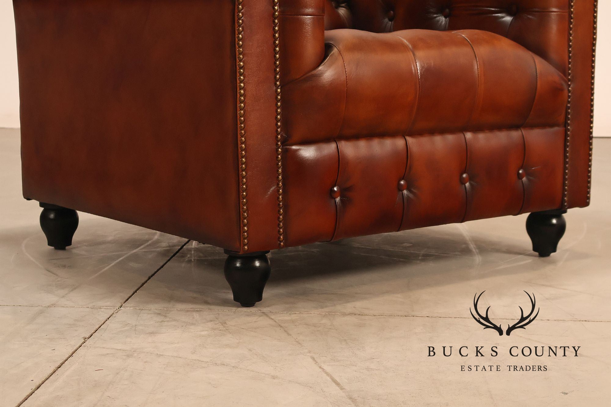 Chesterfield Style Tufted Brown Leather Club Chair