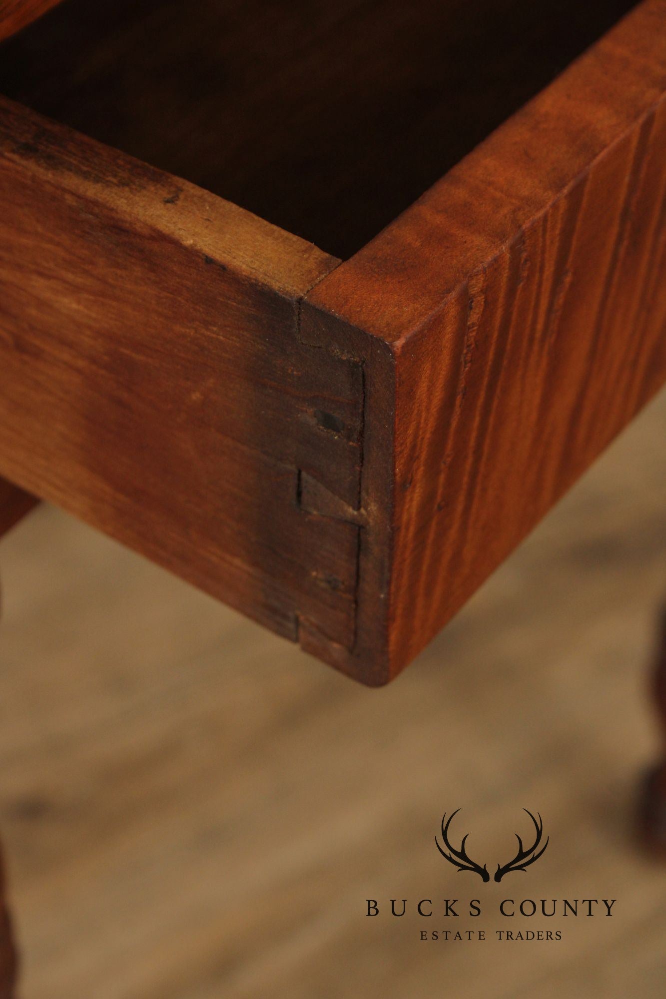 Antique Sheraton Tiger Maple And Walnut Side Table