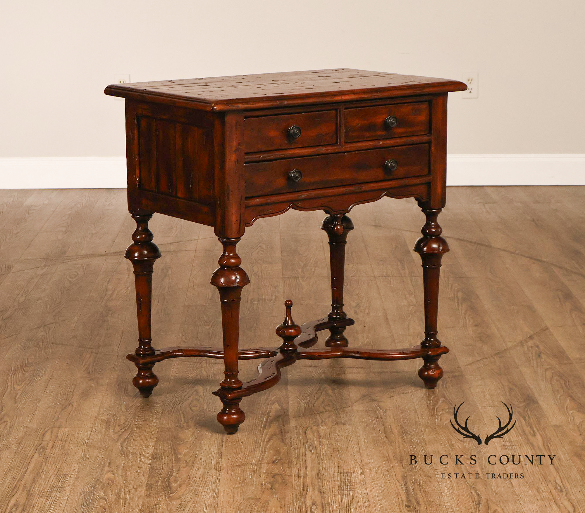 Theodore Alexander Castle Bromwich Antiqued Wood Lowboy End Table