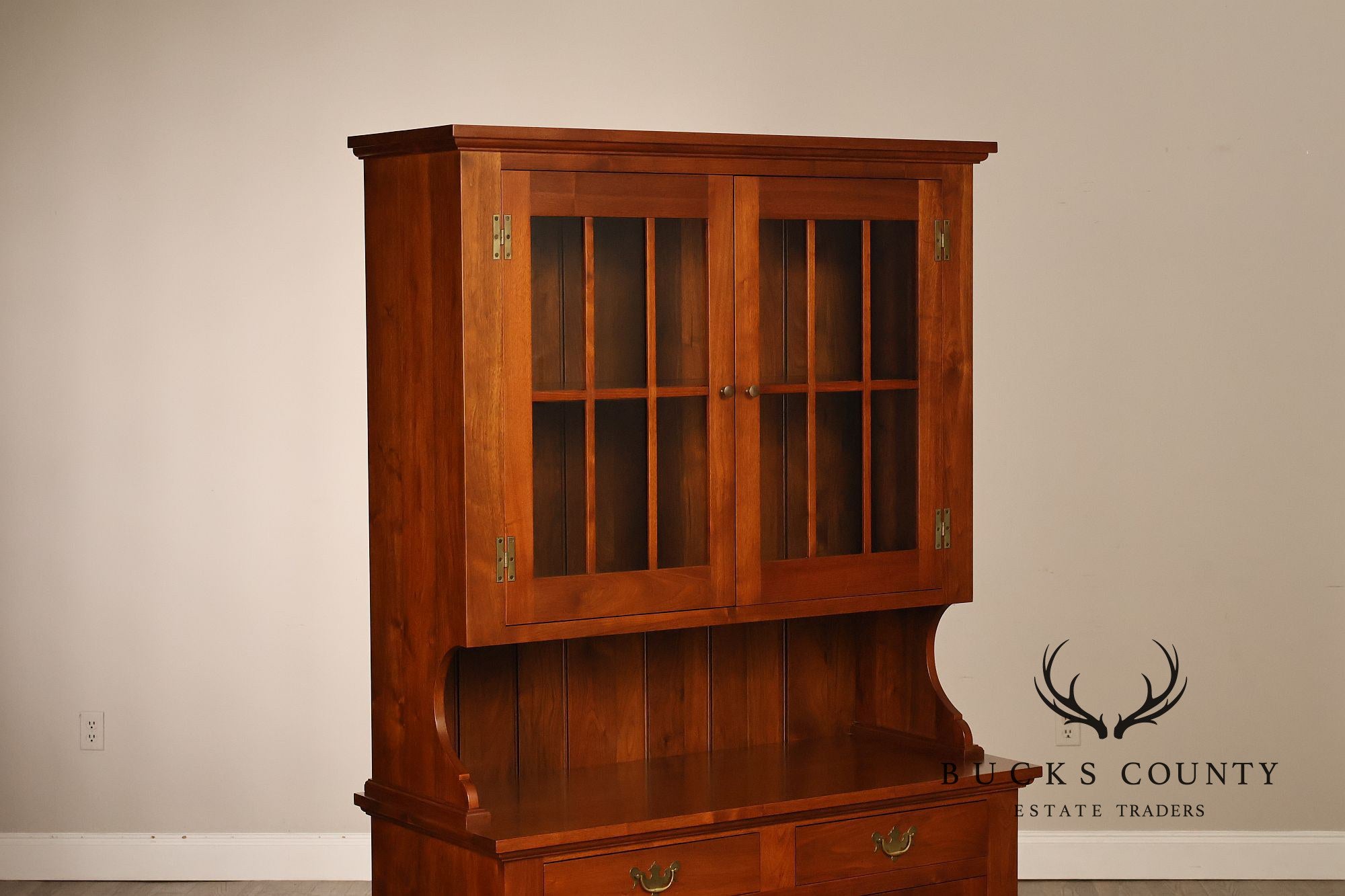 E.A. Clore Bench Made Solid Walnut Step Back Hutch