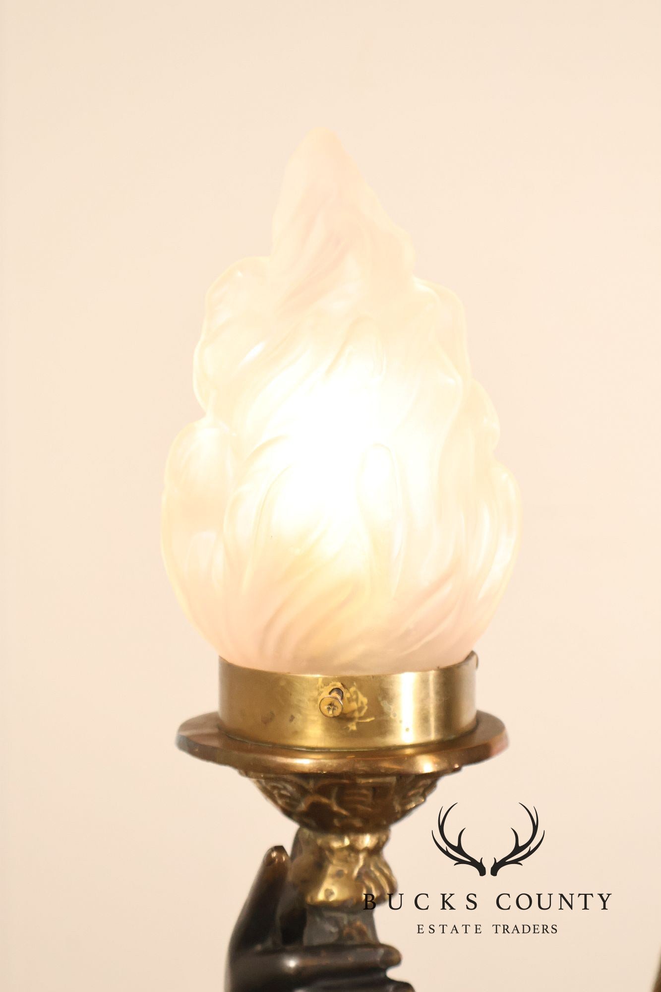 Neoclassical Style Pair Of Bronze Figural Torchere Floor Lamps
