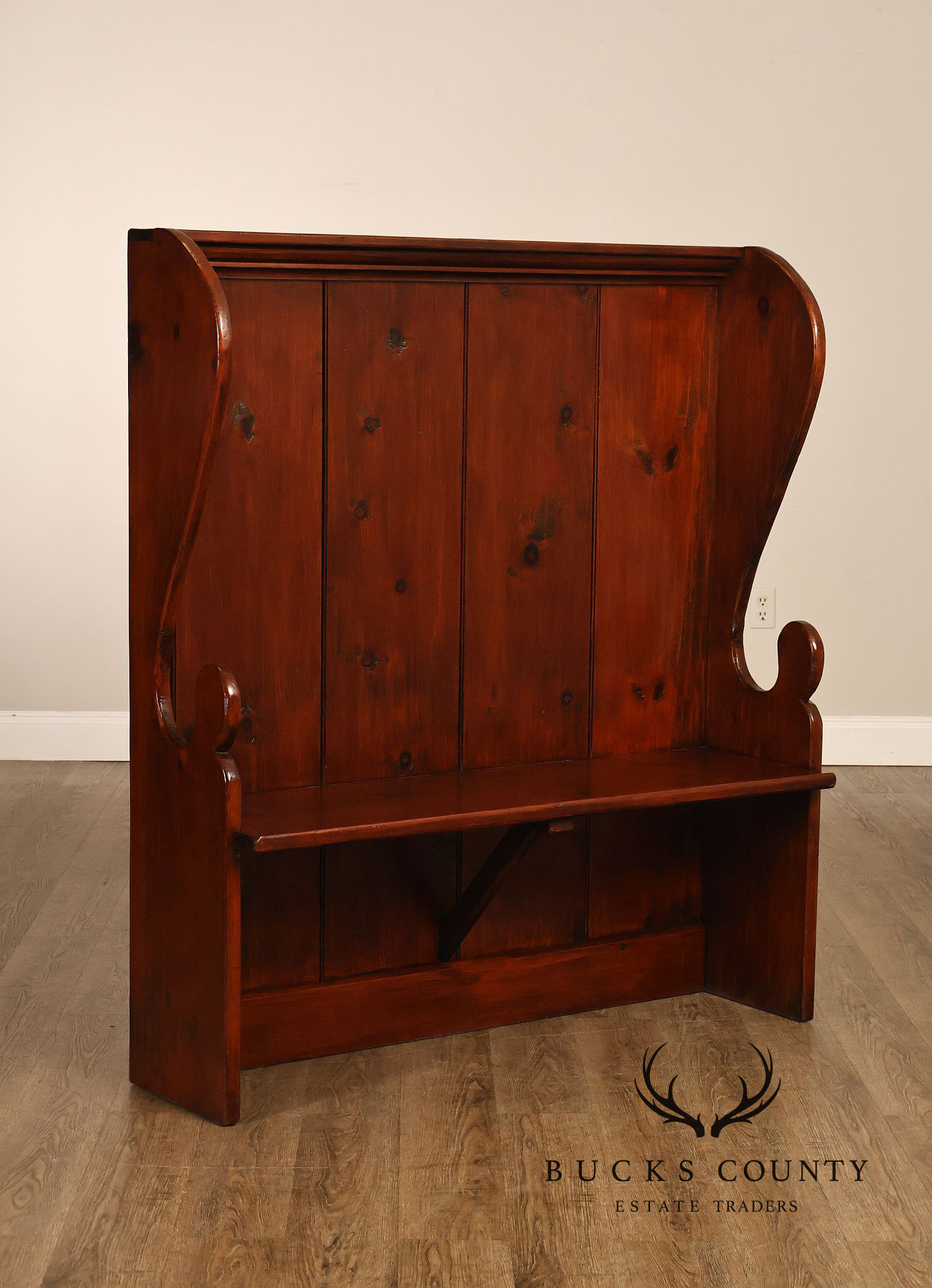 Primitive Style Custom Pine High Back Bench