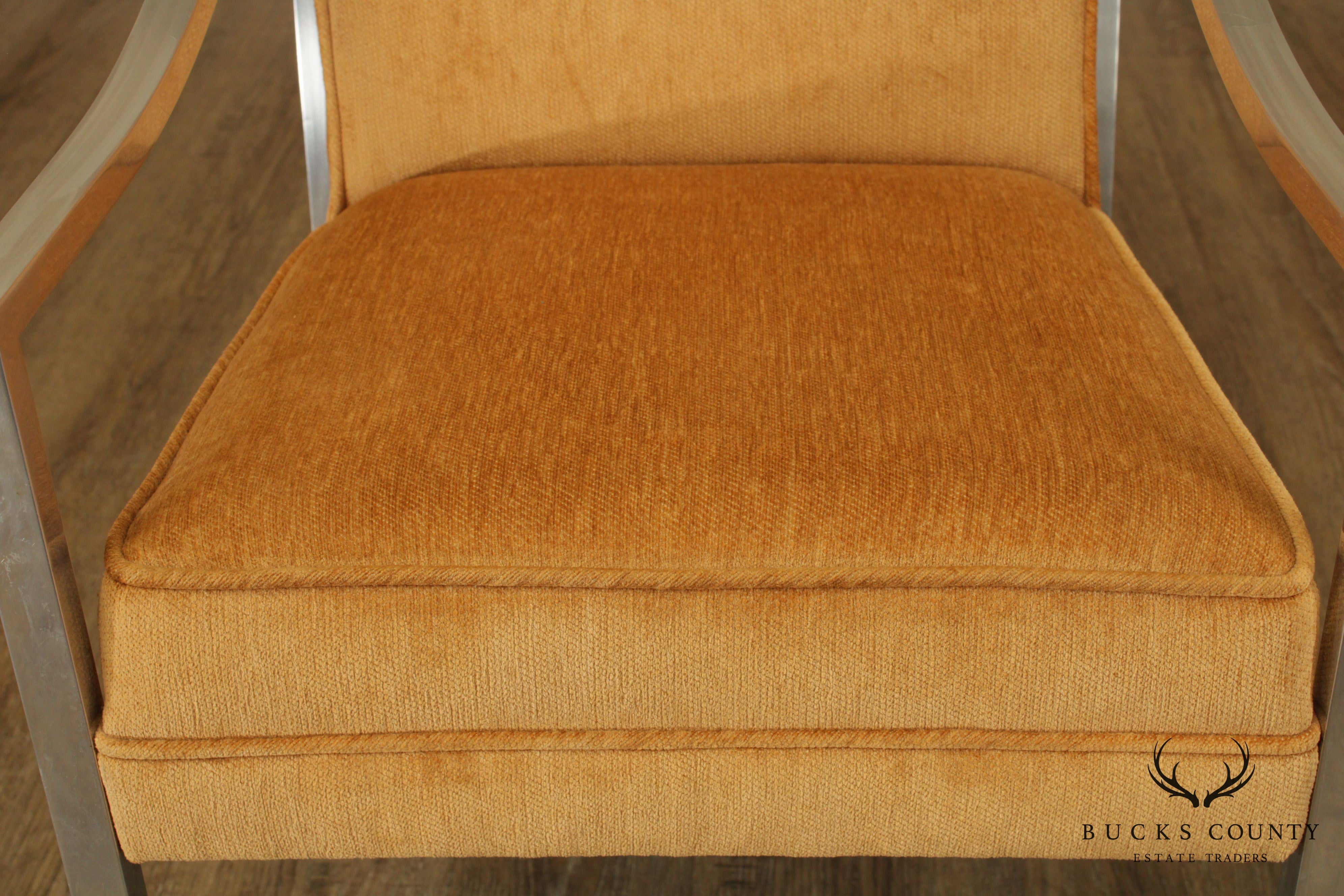 Mid Century Modern Aluminum Frame Upholstered Armchair