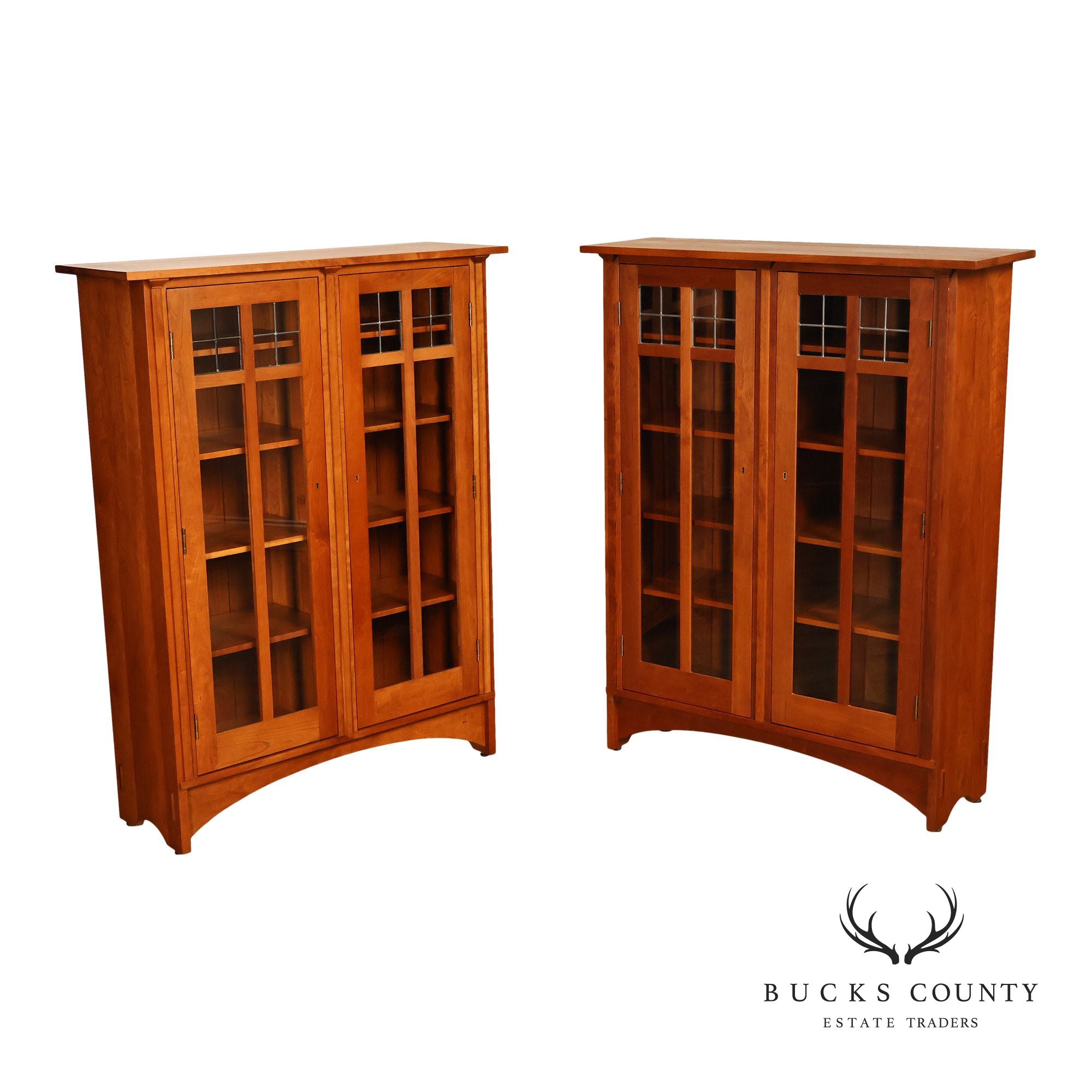 Stickley Mission Collection Pair of Harvey Ellis Cherry Bookcases