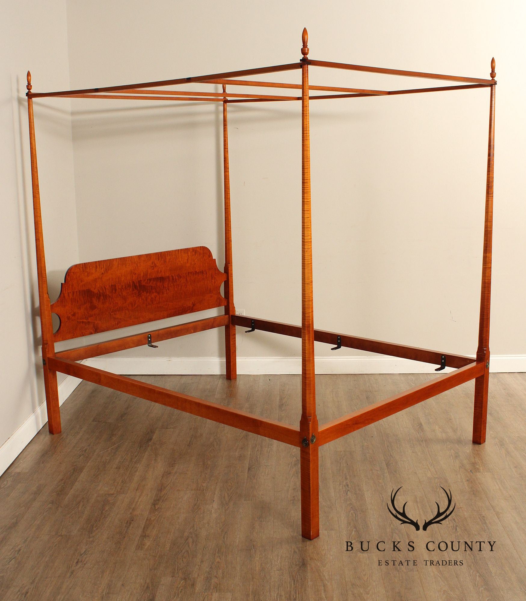 Eldred Wheeler Tiger Maple Queen Size Canopy Poster Bed