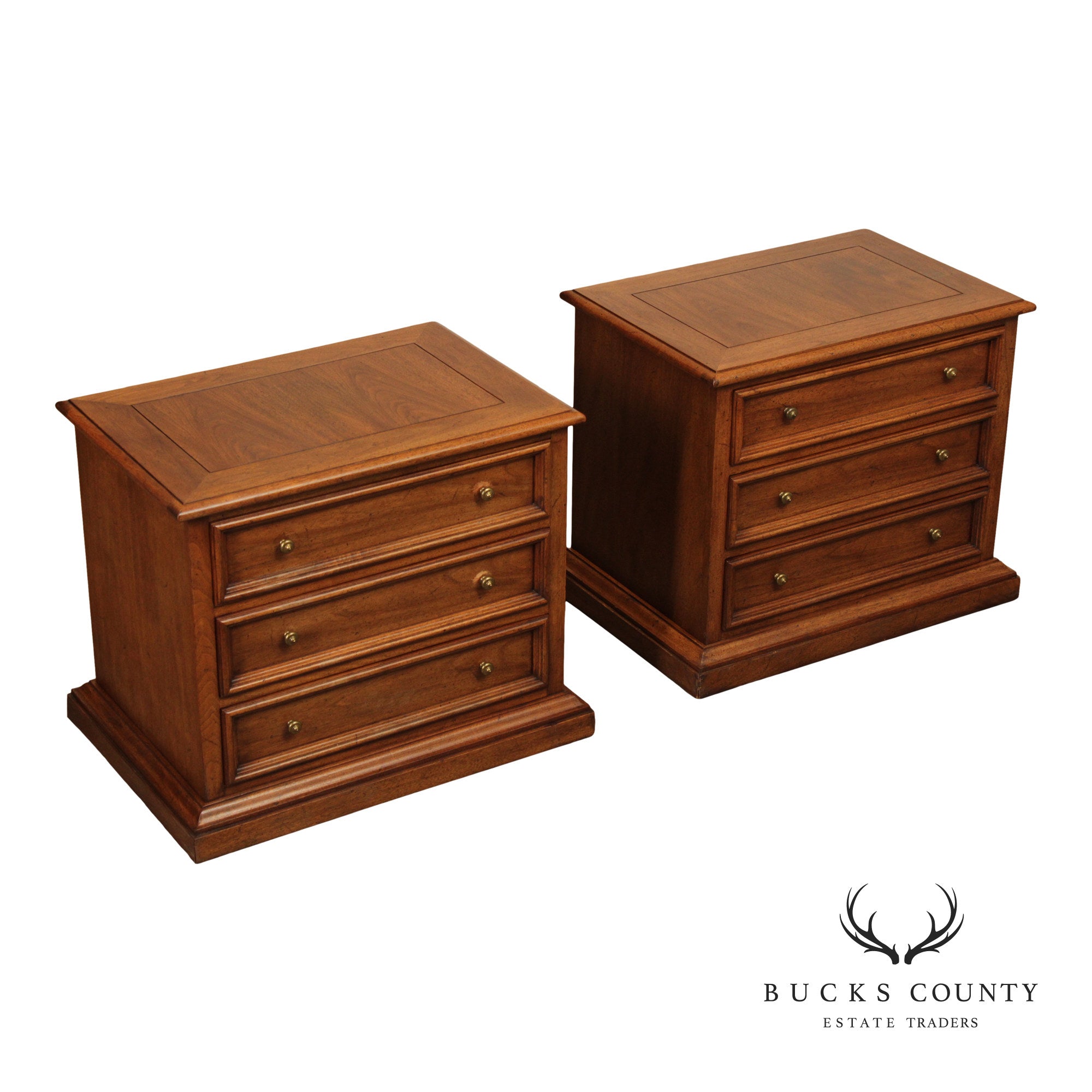 John Stuart Vintage Pair of Walnut Nightstands
