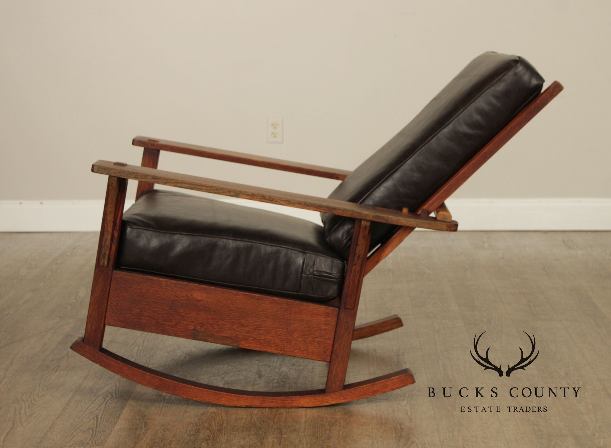 Antique L. & J.G. Stickley Mission Oak Morris Rocker