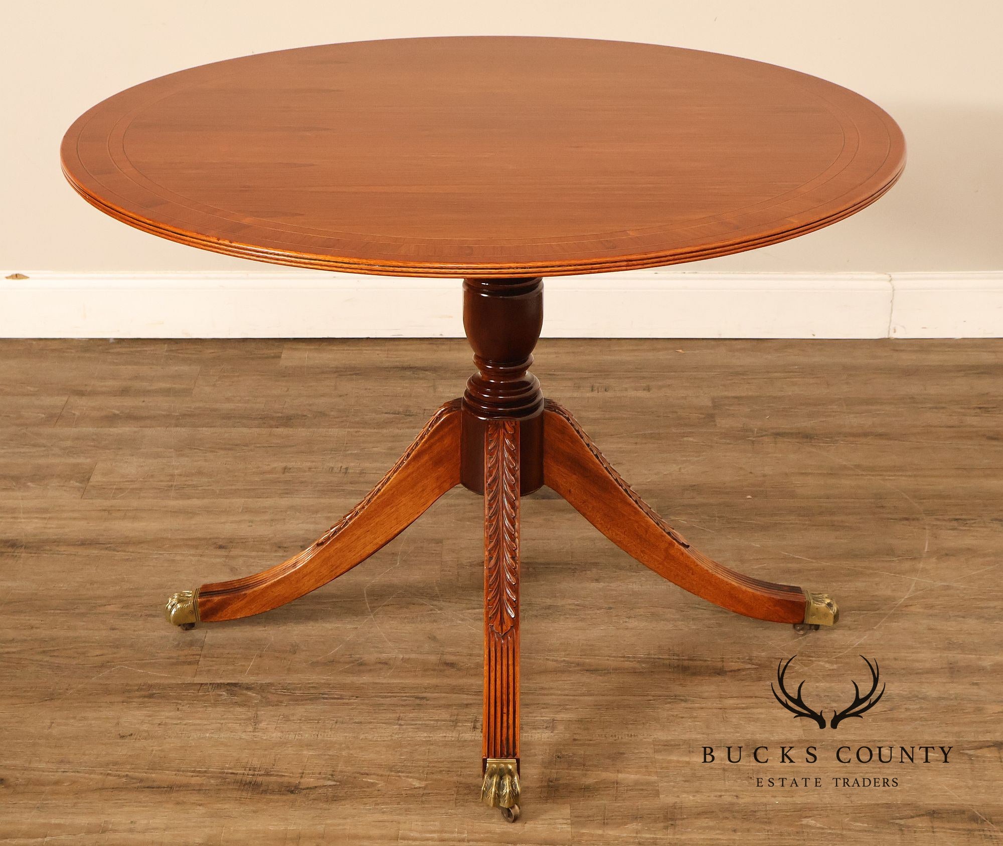 Duncan Phyfe Style Mahogany Round Breakfast Table With Brass Claw Feet