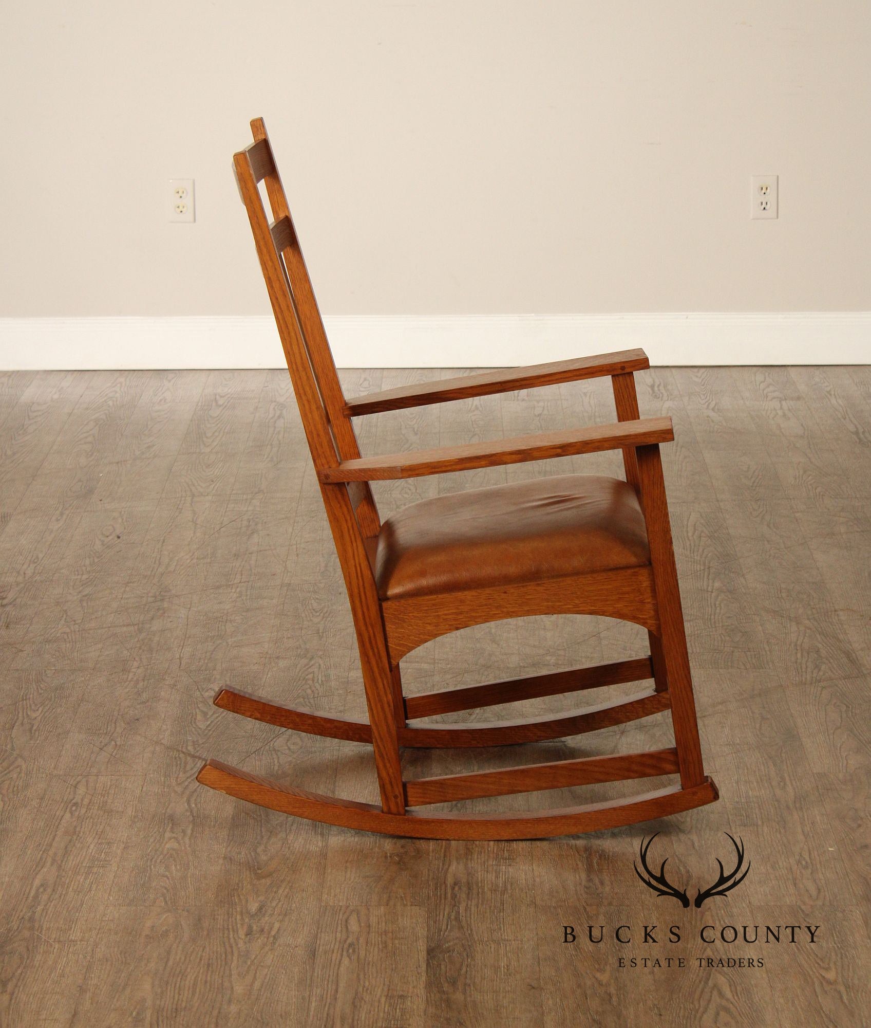 Stickley Mission Collection Harvey Ellis Inlaid Oak Rocker