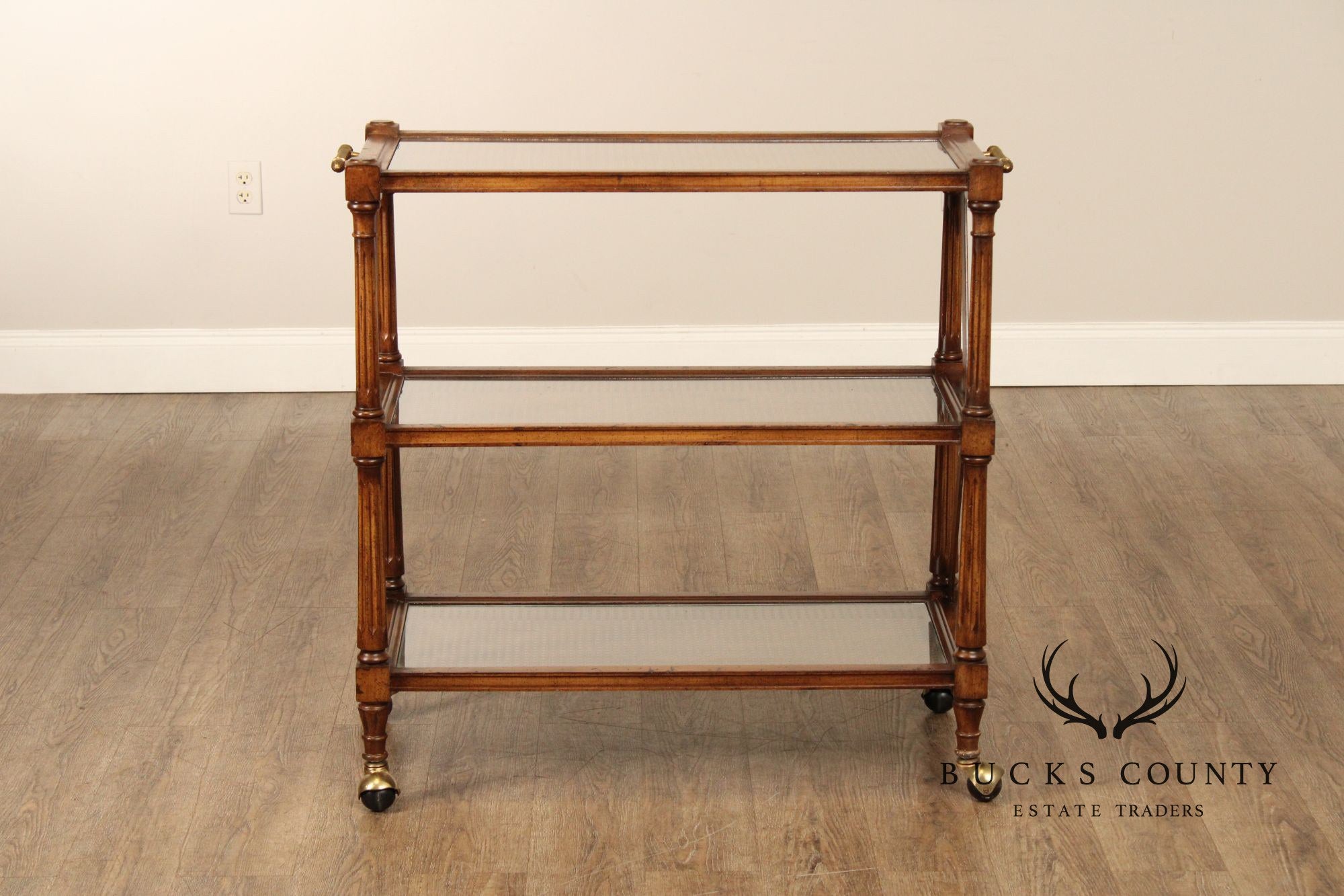 Regency Style Three-Tier Rolling Bar Cart