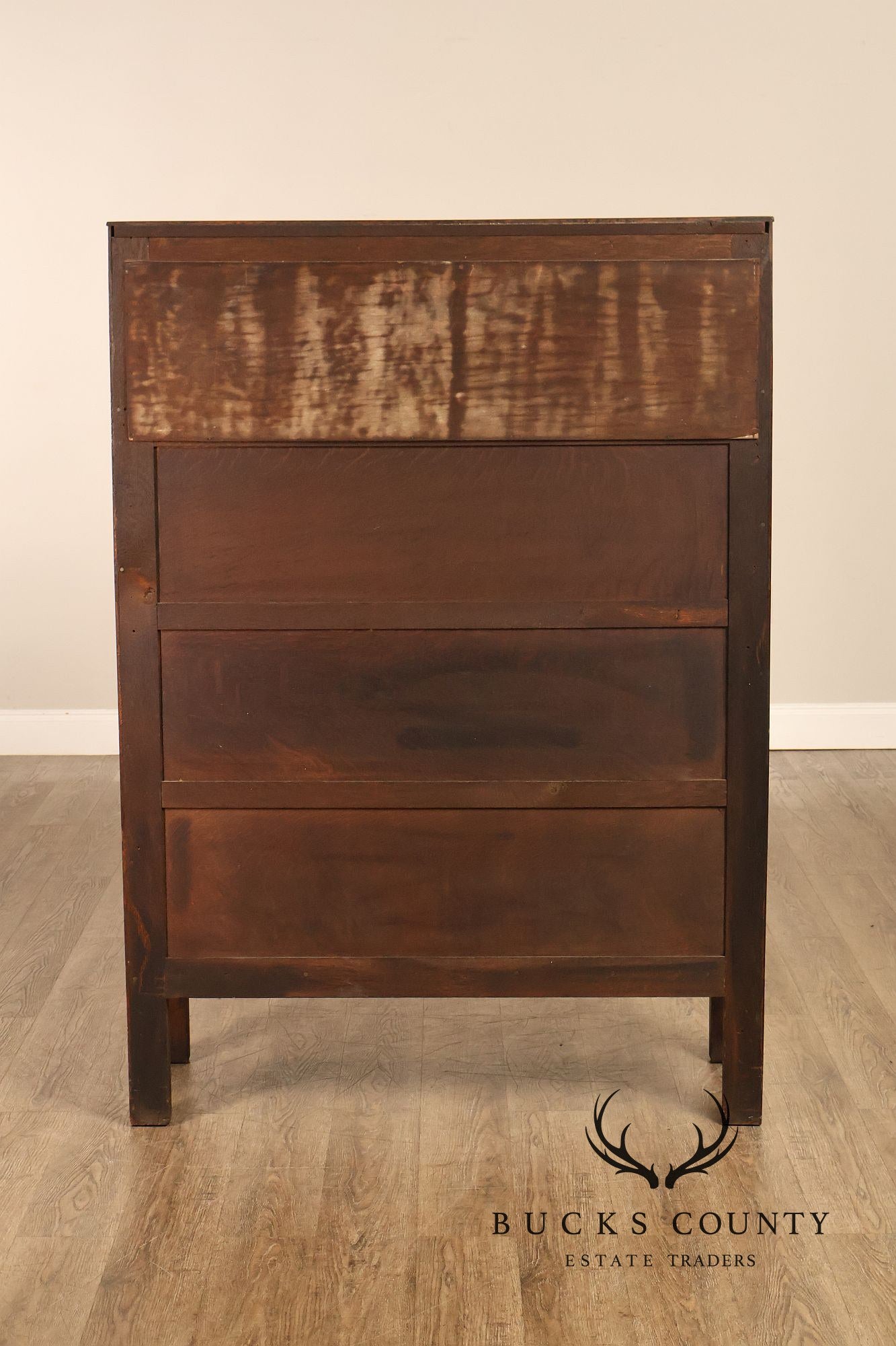 Antique Grand Rapids Oak Arts & Crafts Glass Door Bookcase Cabinet