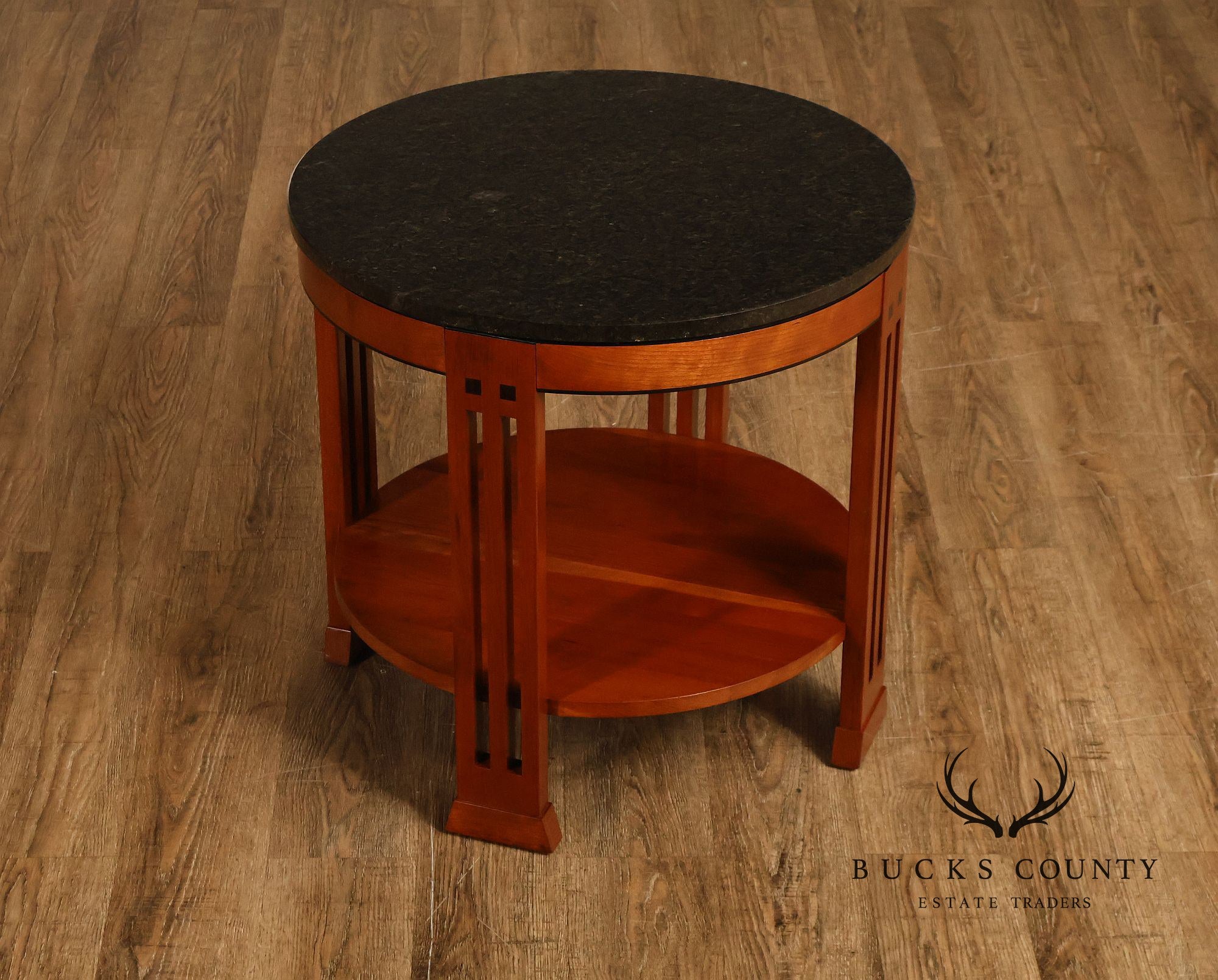 Stickley 21st Century Collection Round Cherry Granite Top Lamp Table