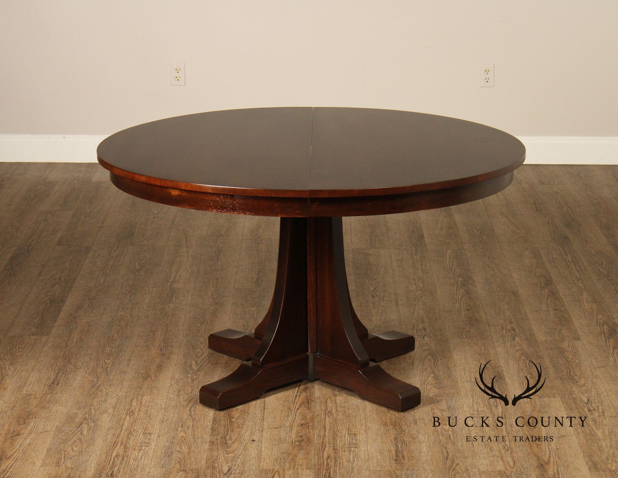 Stickley Mission Collection Round Oak Extendable Dining Table