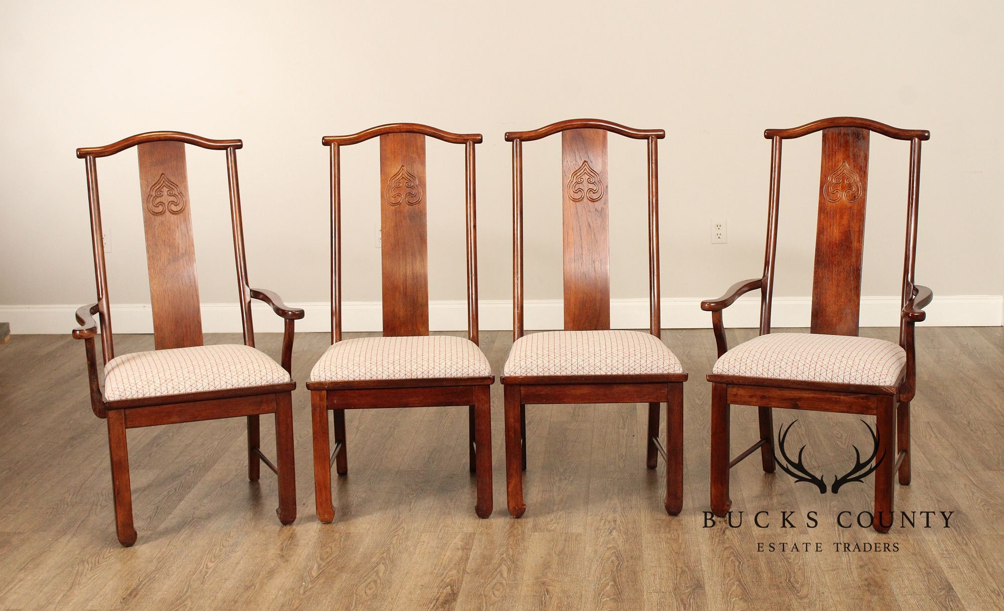 Bernhardt Chinese Style Set of Four Yoke Back Dining Chairs