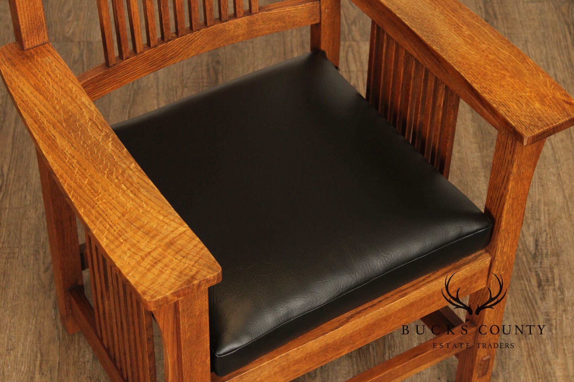 Stickley Mission Collection Set Of Eight Oak Spindle Back Dining Chairs
