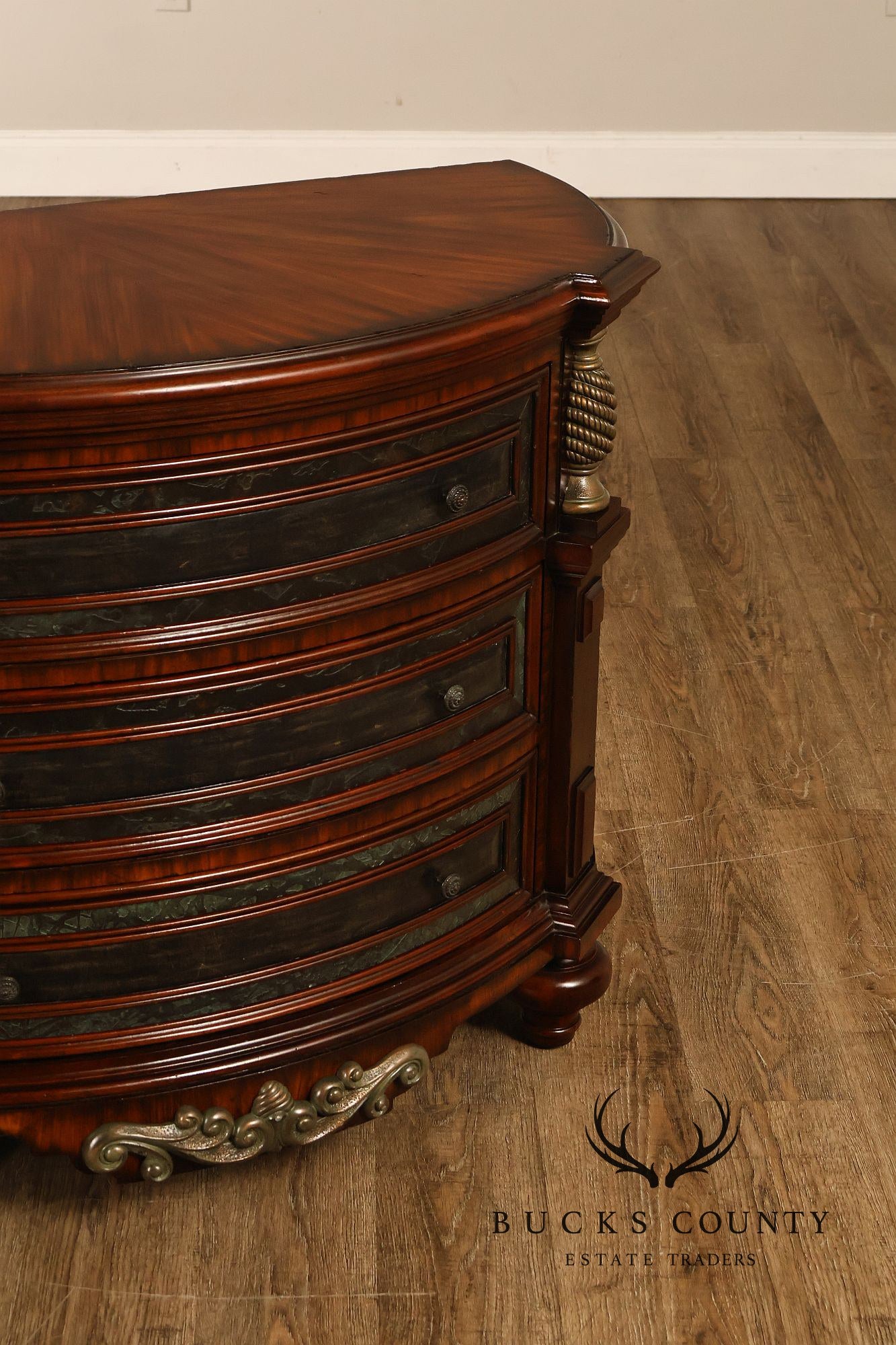 Maitland-Smith Pair Of Mahogany Three Drawer Chest Nightstands