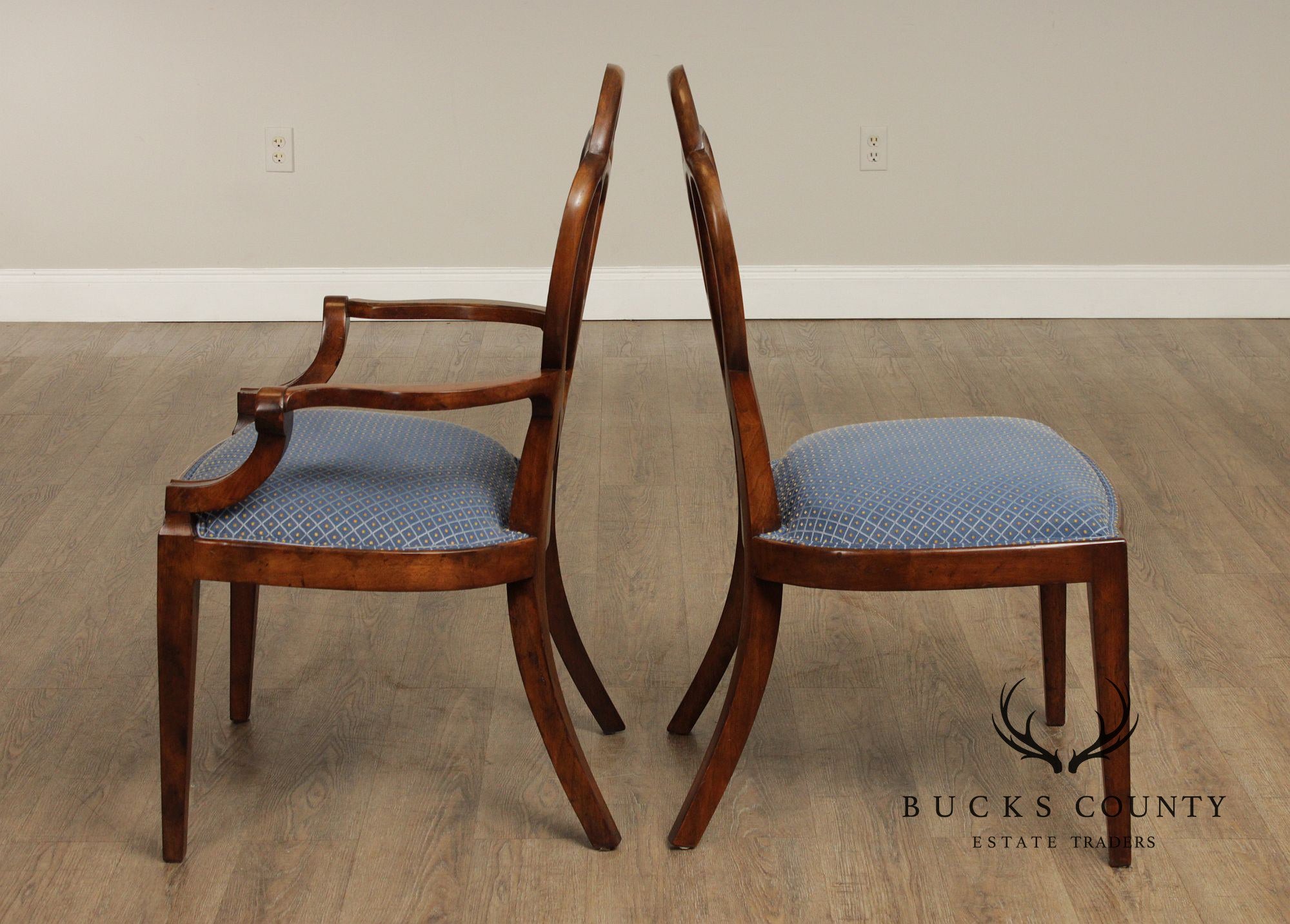 Ethan Allen Hepplewhite Style Set of Ten Ribbon Back Dining Chairs