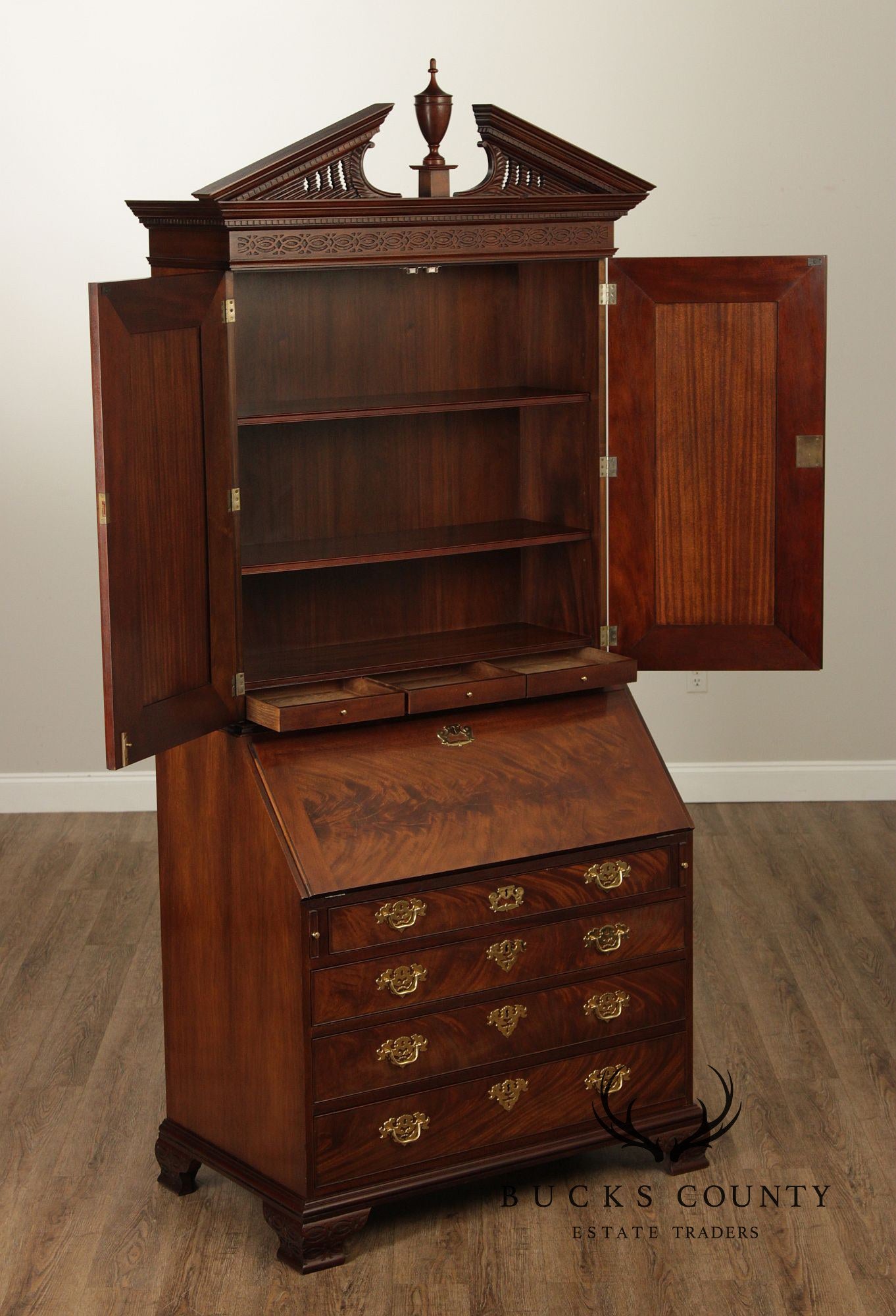 Baker Historic Charleston Collection Chippendale Style Mahogany Secretary Desk