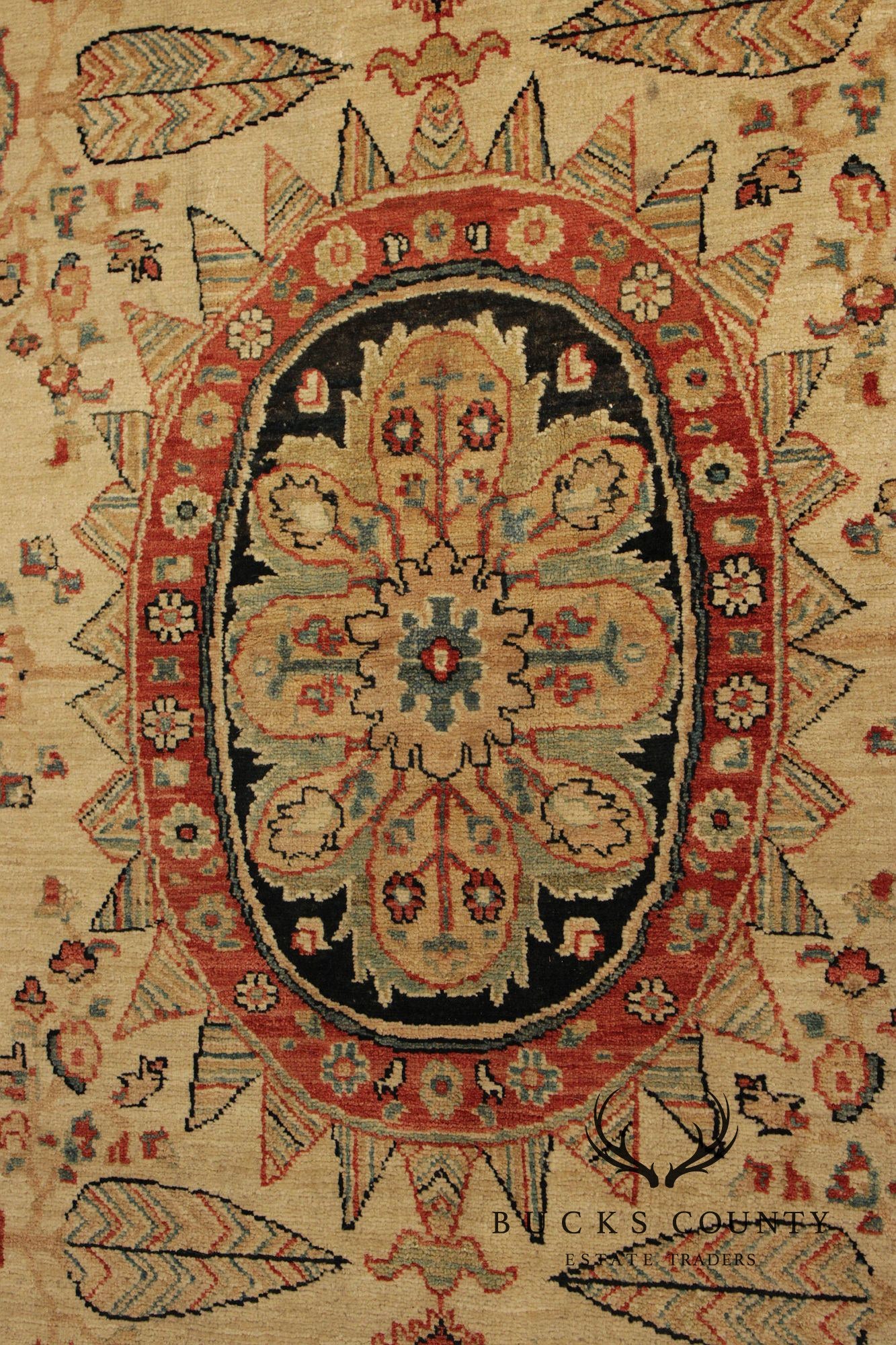 Peshawar Farahan Design Hand-Knotted Wool Area Rug – 6’ x 10’