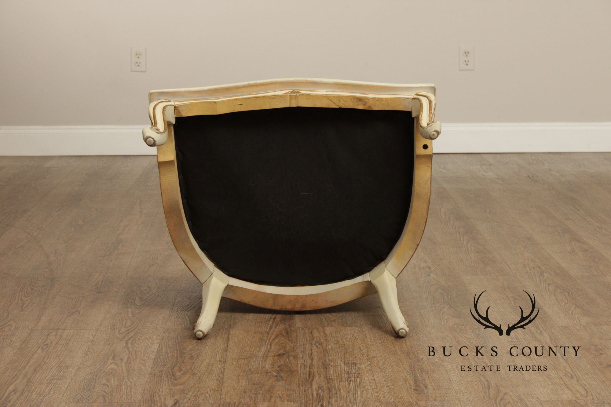 French Provincial Style Barrel Back Caned Lounge Chair and Ottoman