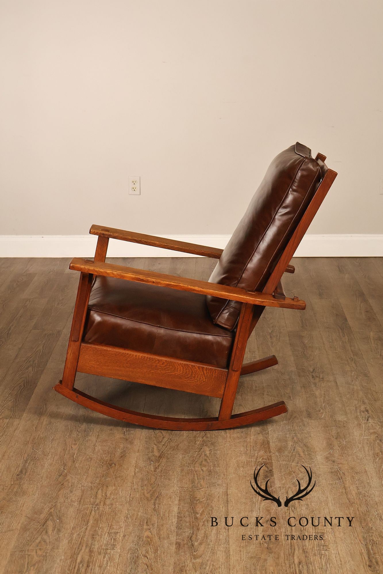 Antique L & JG Stickley Mission Oak Morris Rocker