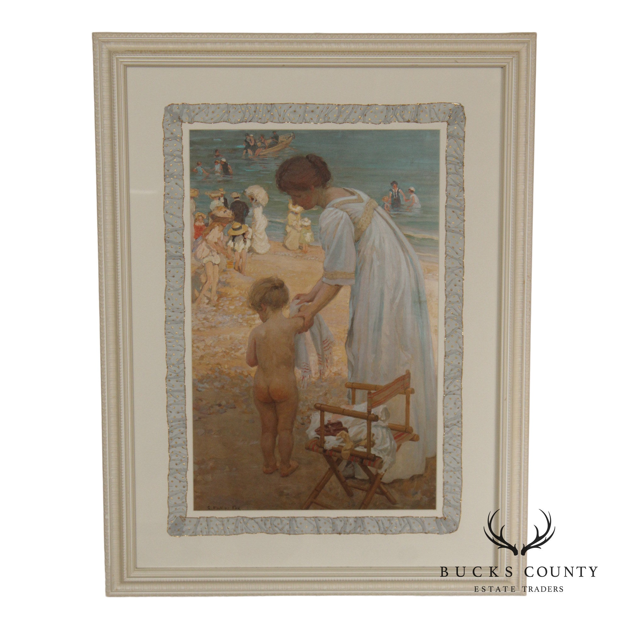 E. Phillips Fox Custom Framed Impressionist Print, 'L’heure Du Bain'