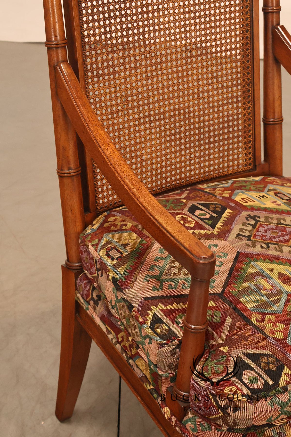 Mid Century Set of Four Cane Back Armchairs
