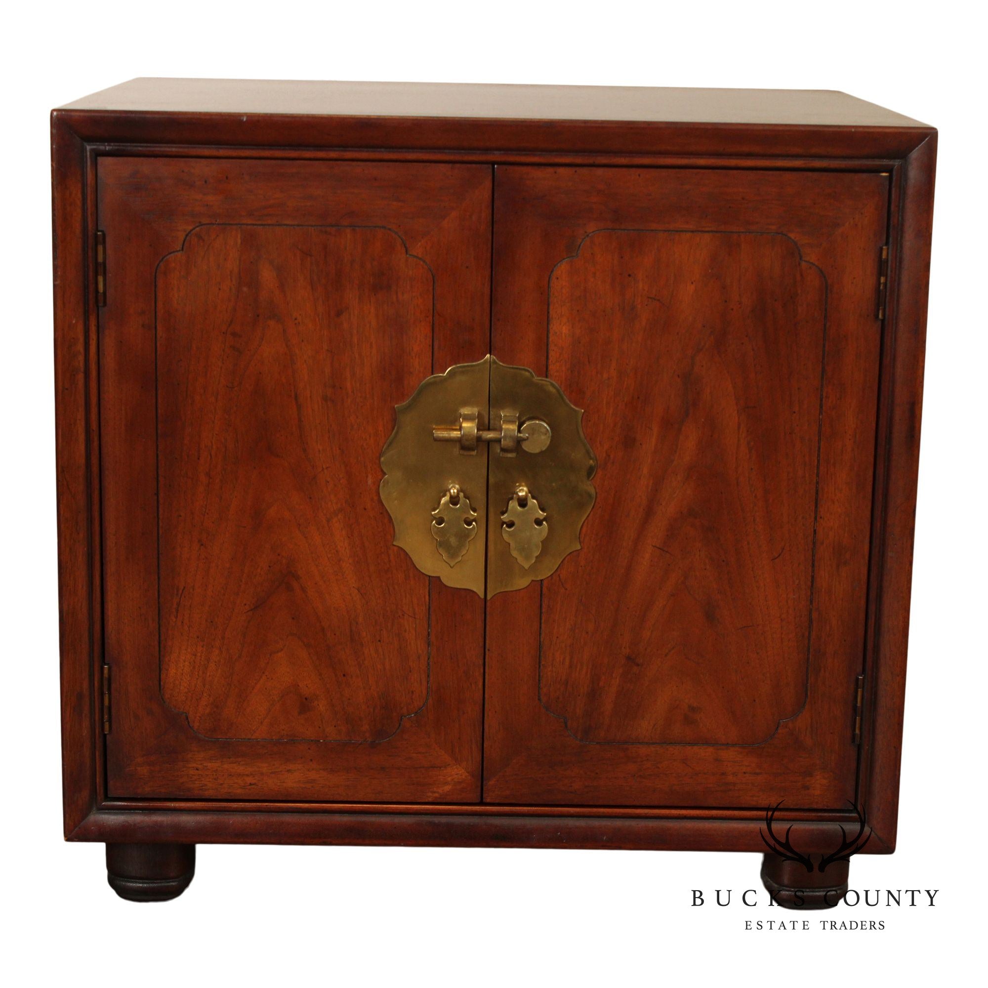 Henredon Vintage Asian Influenced Mahogany Cabinet Nightstand