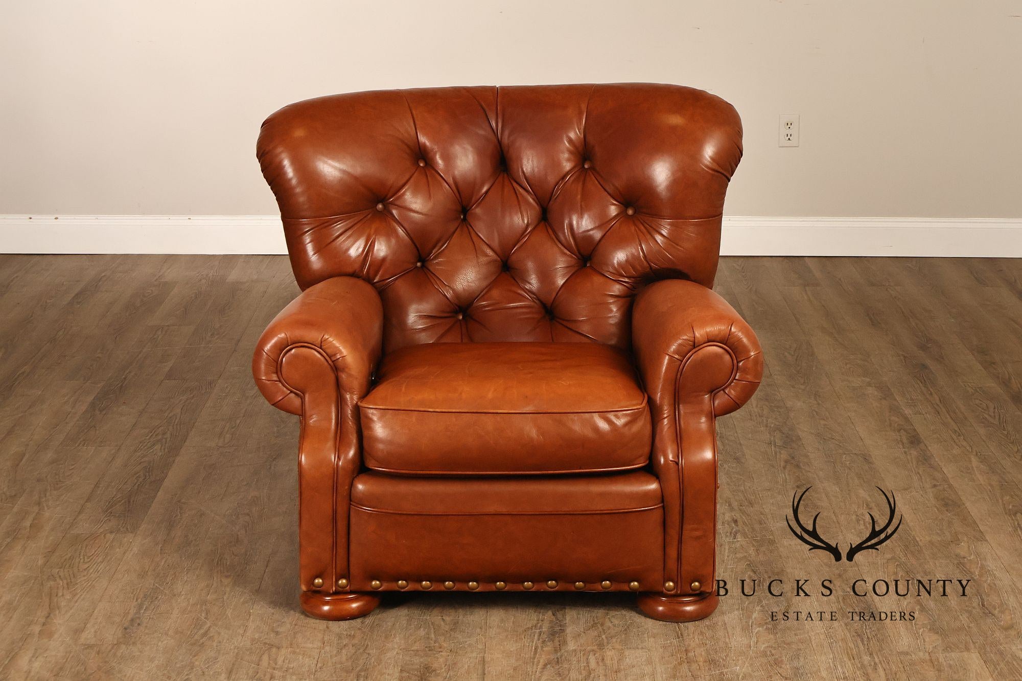 La-Z-Boy Tufted Leather Recliner Chair and Ottoman