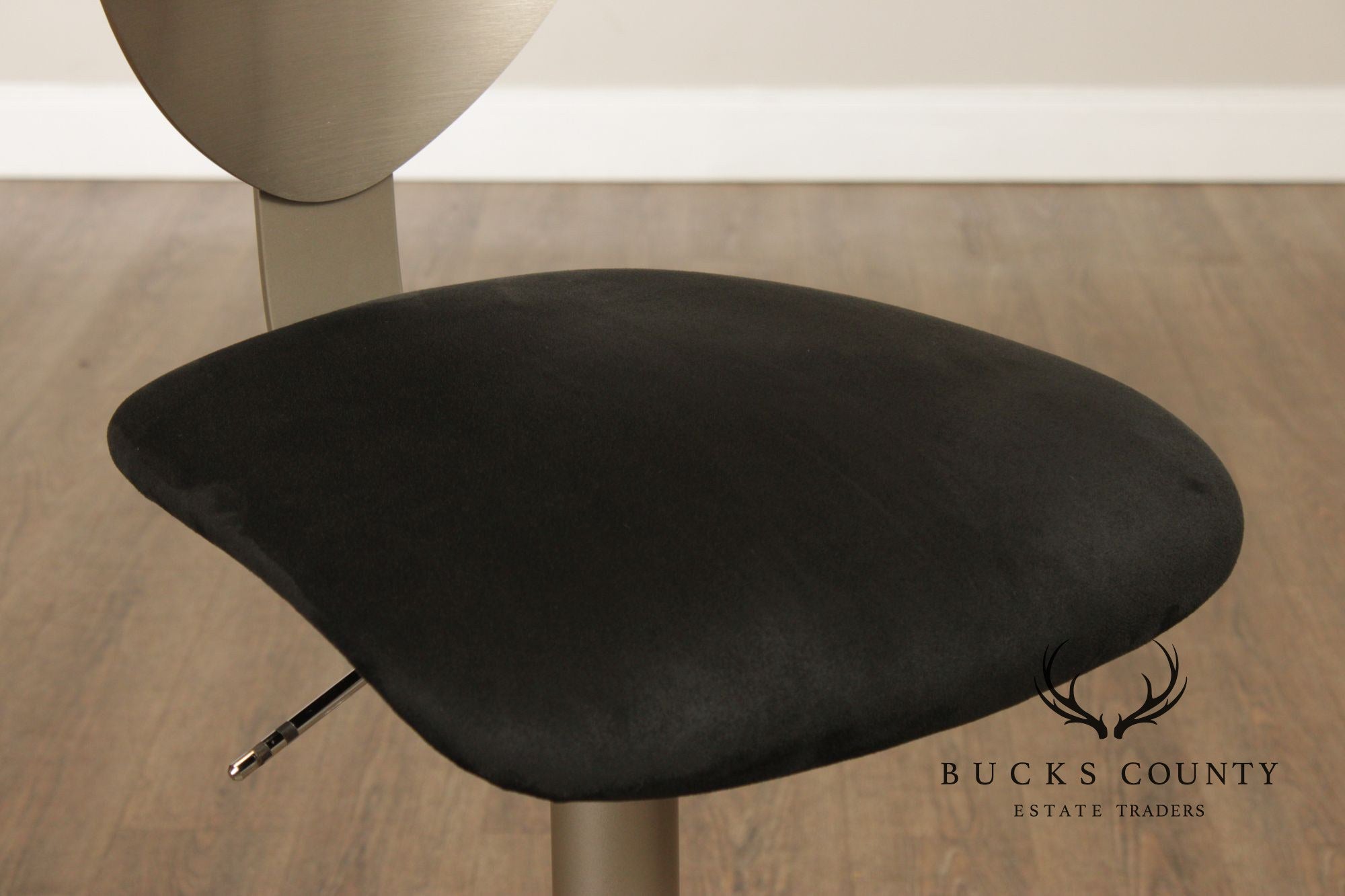 Modern Style Set of Seven Brushed Steel Swivel Bar Stools